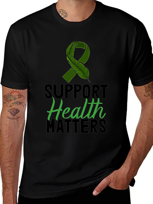 Camiseta Negra Salud Importa con Cinta de Conciencia