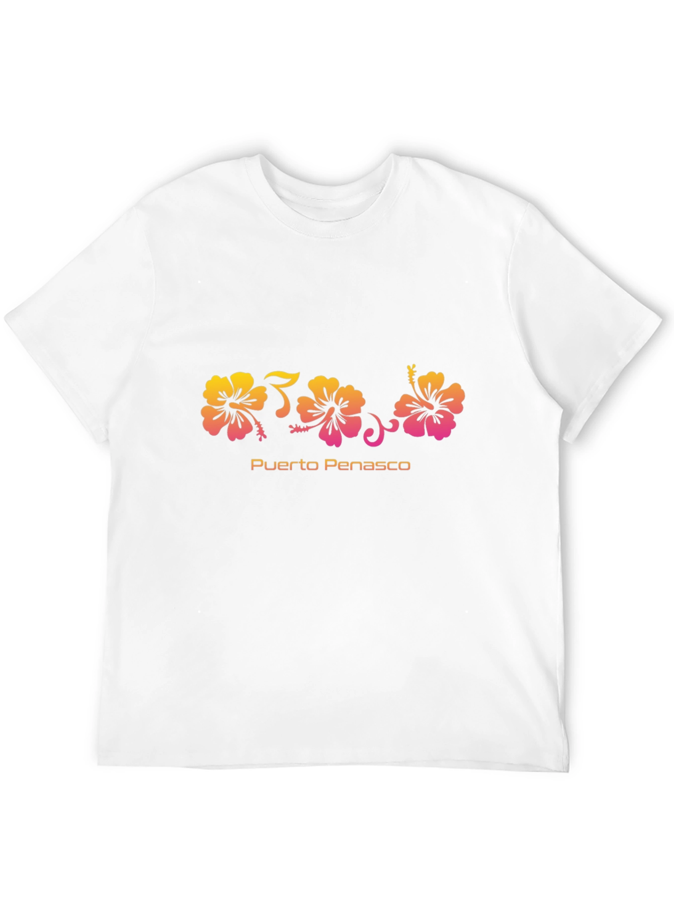 Camiseta Negra Flores Hibiscus Puerto Peñasco