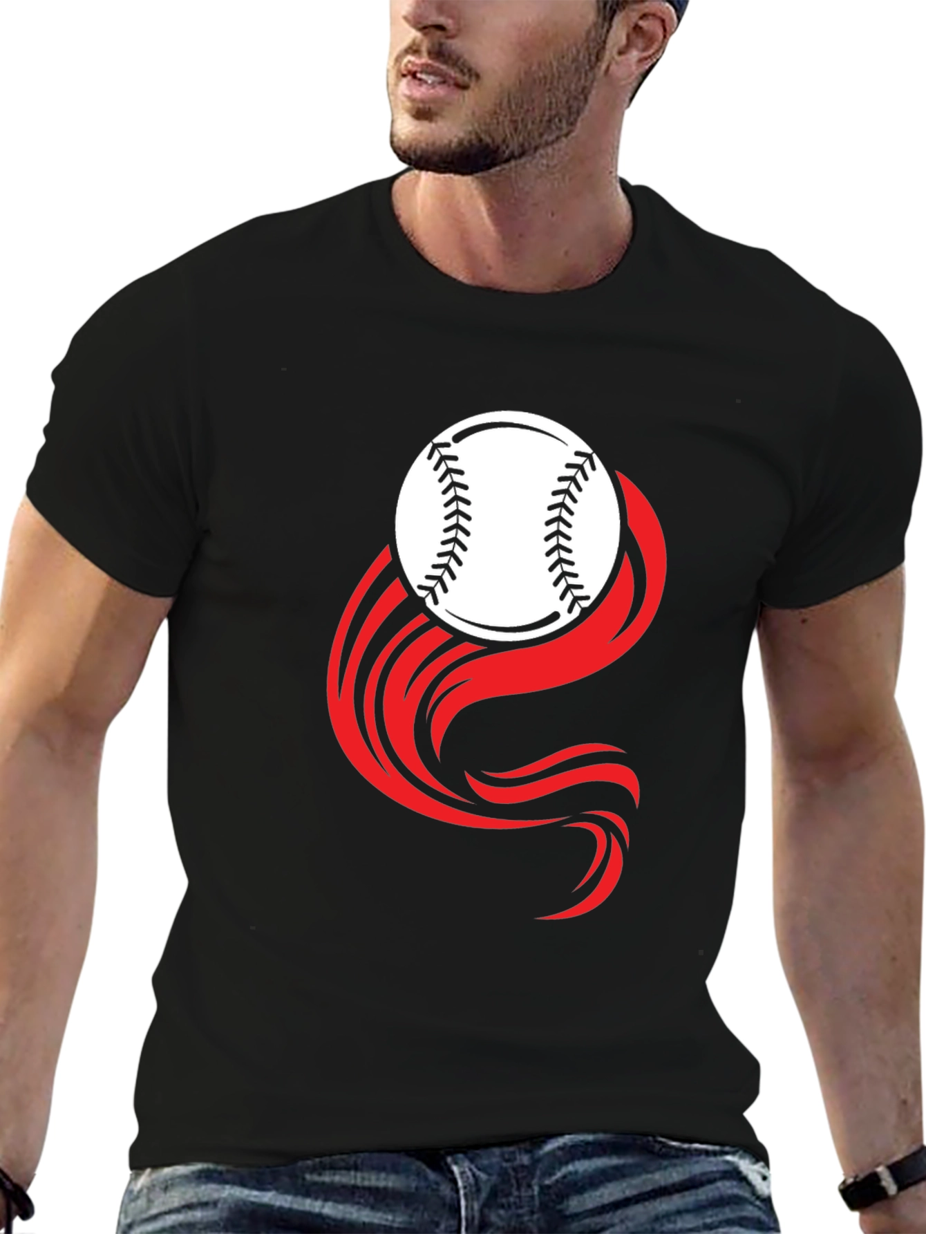 Camiseta Negra Deportiva - Diseño Béisbol