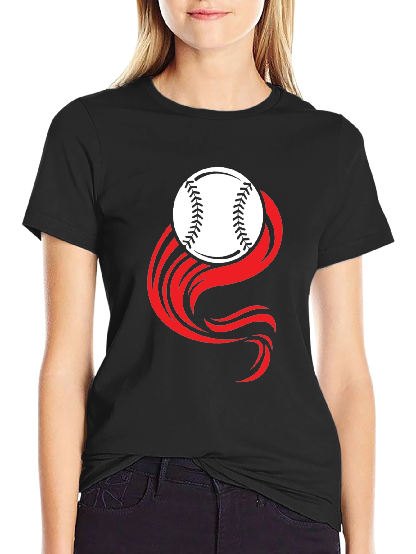 Camiseta Negra Deportiva - Diseño Béisbol