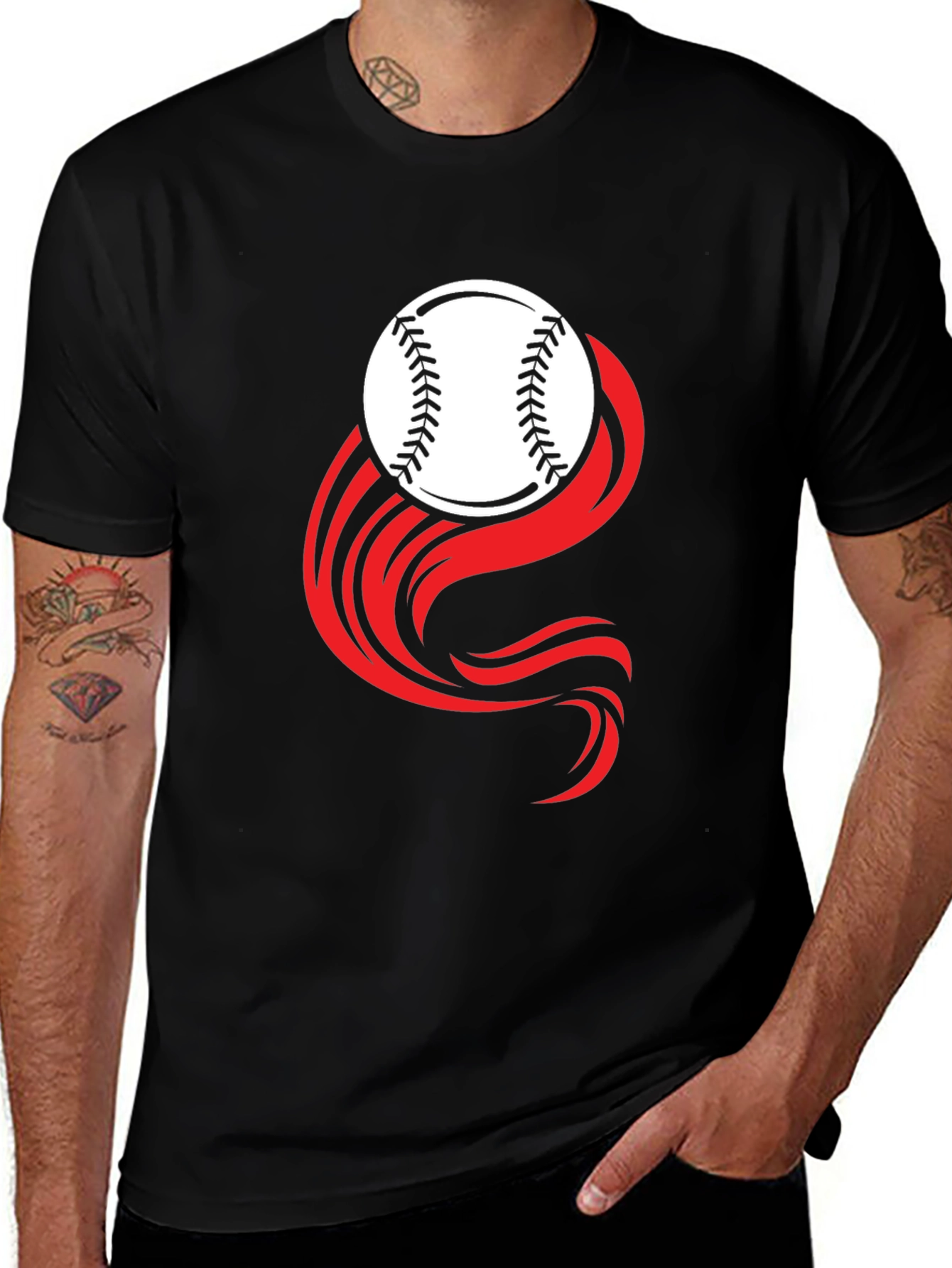 Camiseta Negra Deportiva - Diseño Béisbol