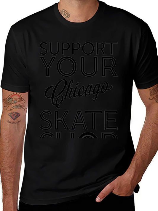 Camiseta Negra Apoya Tu Tienda de Skate Chicago