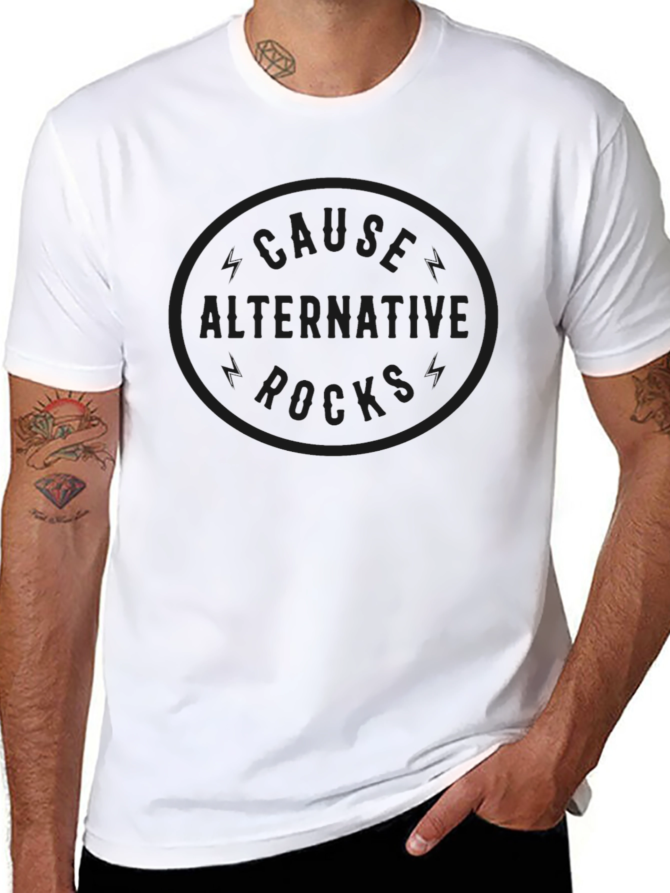 Camiseta Negra Cause Alternative Rocks Estilo Casual