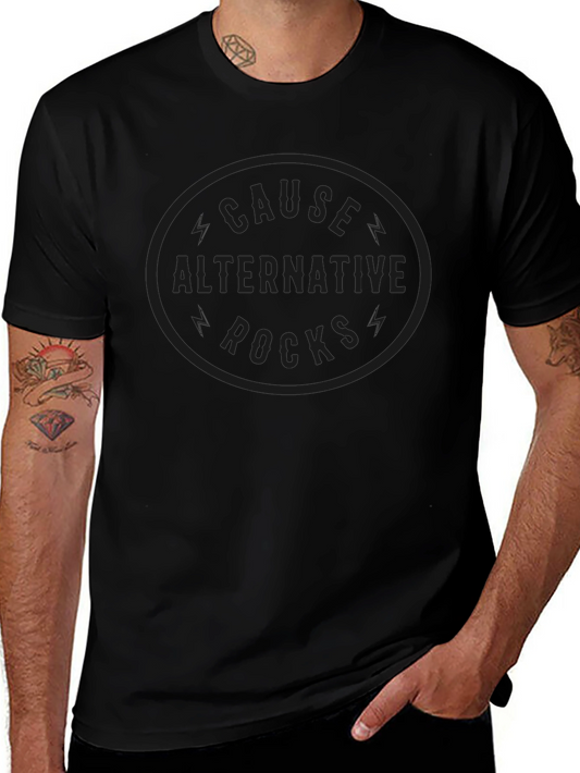 Camiseta Negra Cause Alternative Rocks Estilo Casual