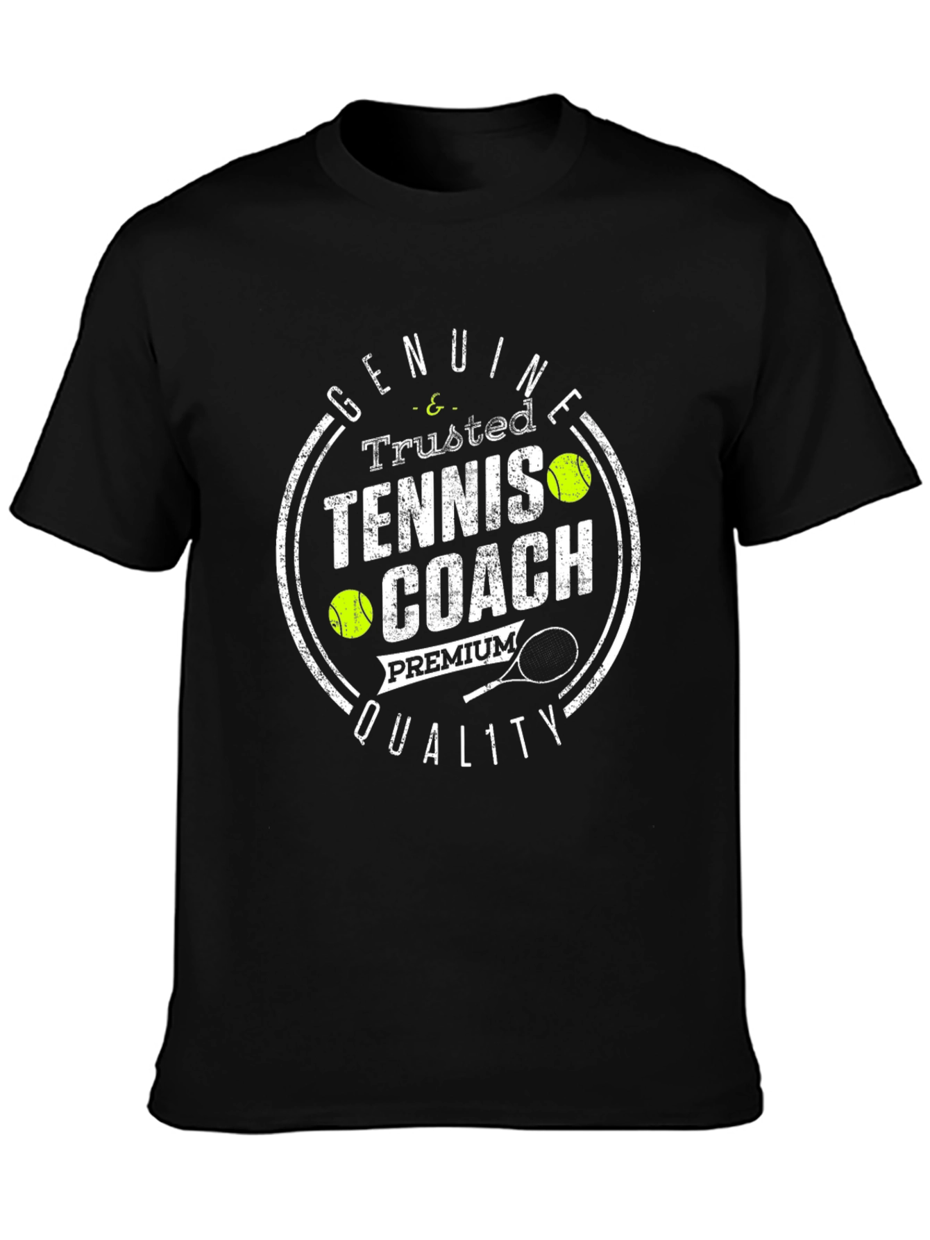 Camiseta Negra Entrenador de Tenis Premium