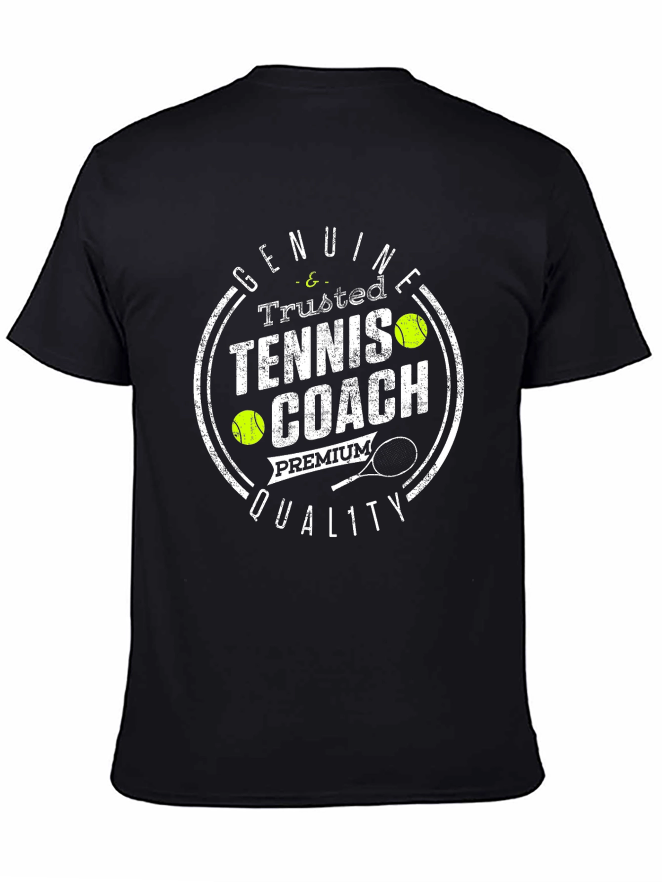Camiseta Negra Entrenador de Tenis Premium