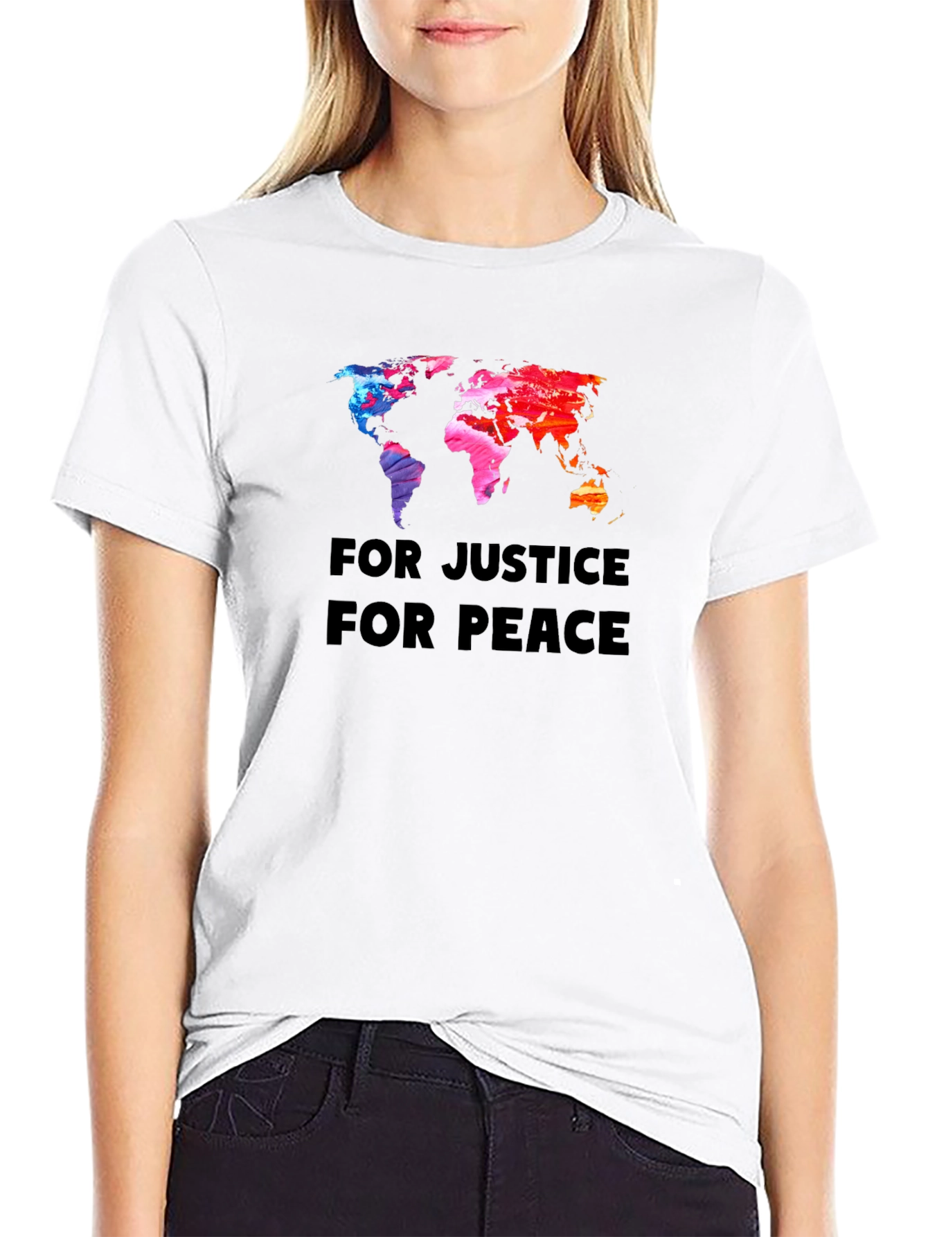 Camiseta Negra: Justicia y Paz Mundial
