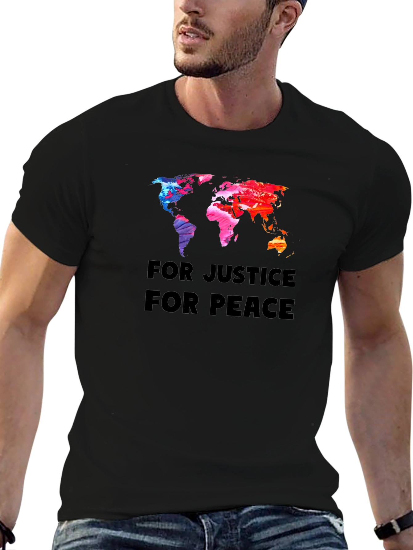 Camiseta Negra: Justicia y Paz Mundial