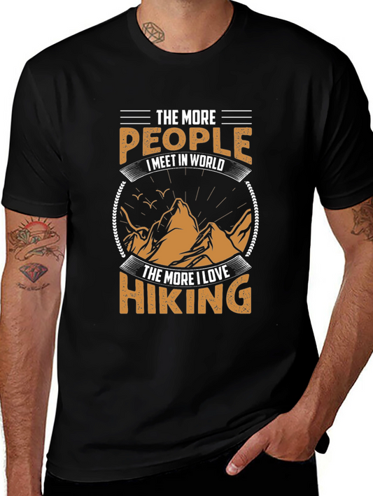 Camiseta Negra con Diseño de Montaña para Amantes del Senderismo