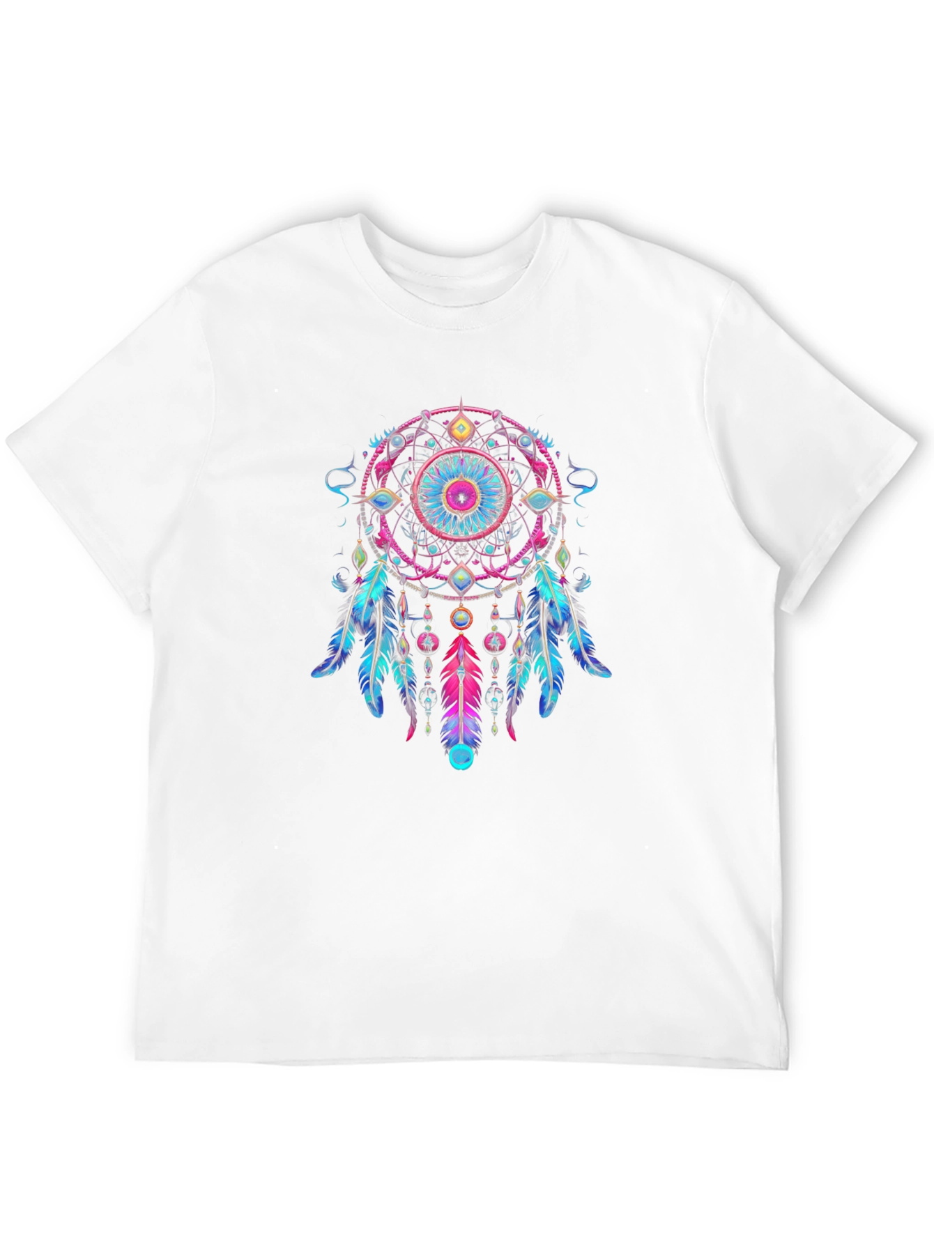 Camiseta Negra con Diseño Atrapasueños Psicodélico