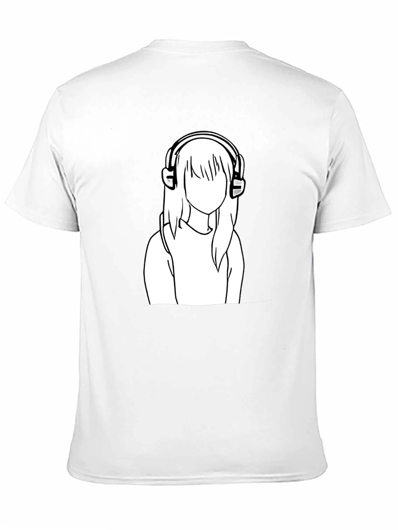 Camiseta Negra con Diseño de Chica con Auriculares