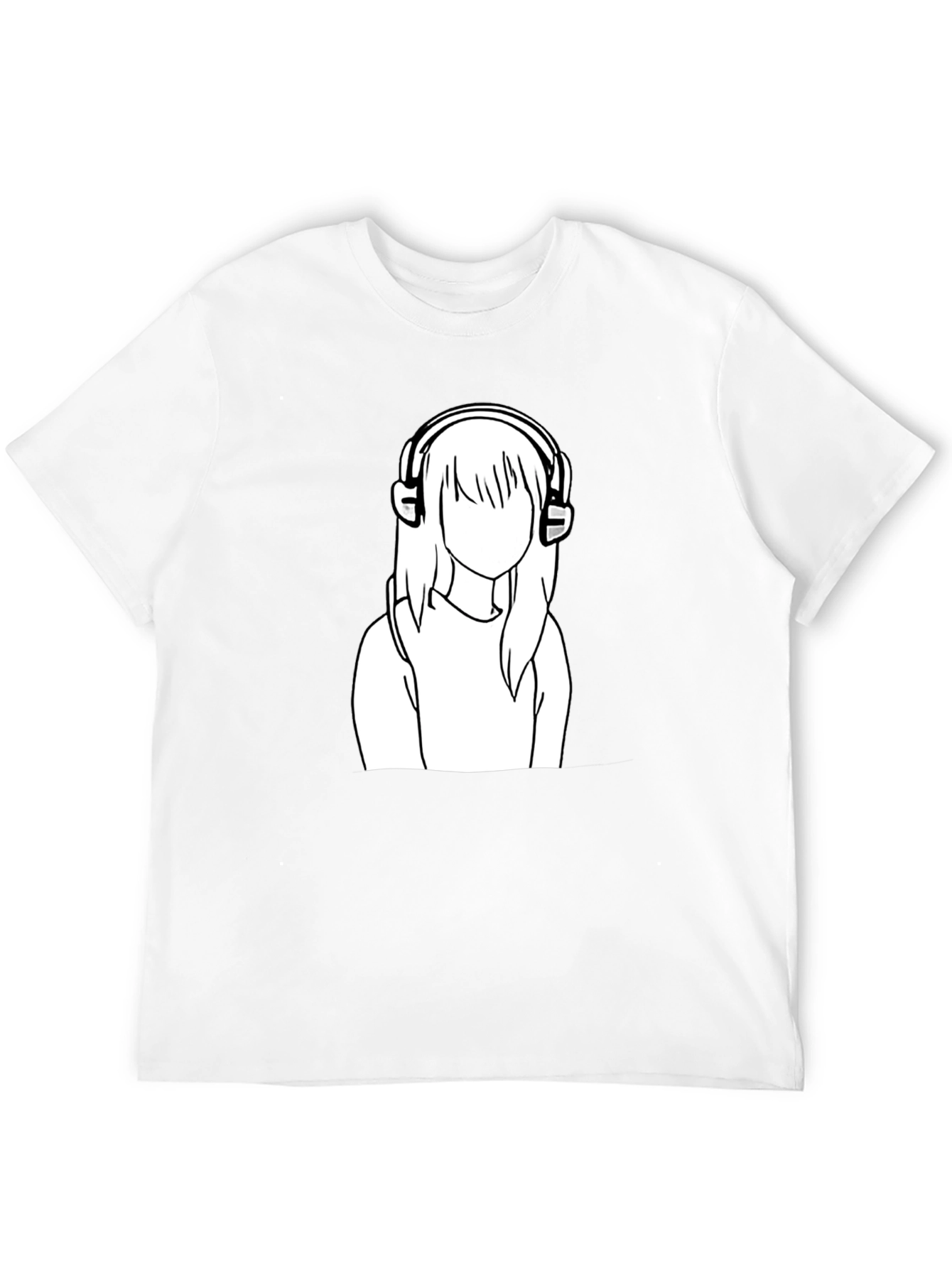 Camiseta Negra con Diseño de Chica con Auriculares