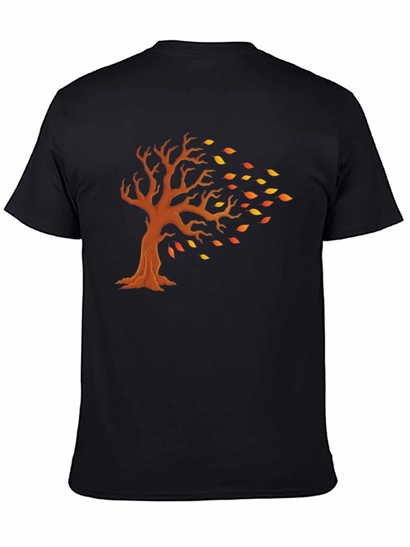 Camiseta Negra con Diseño de Árbol Otoñal