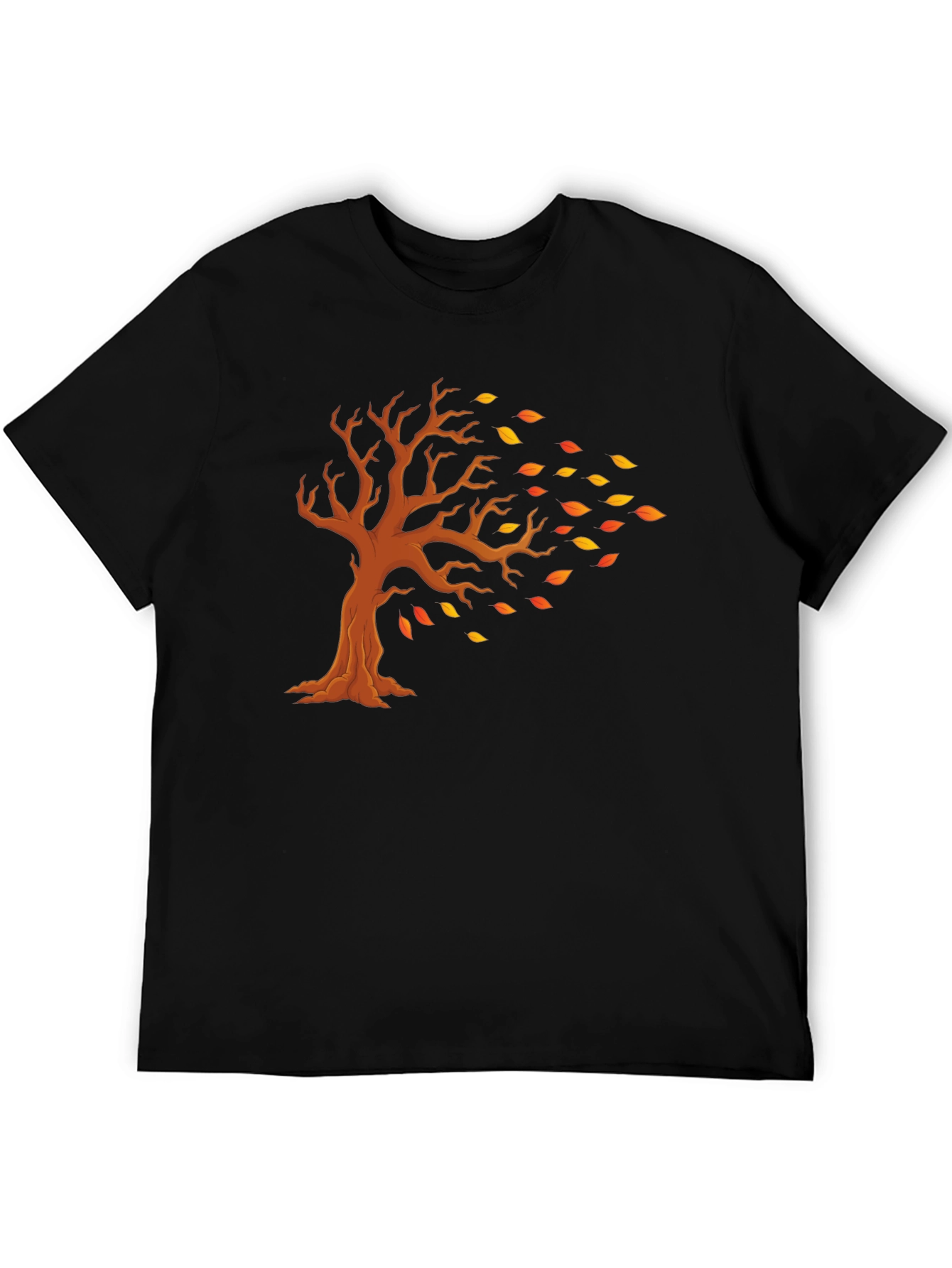 Camiseta Negra con Diseño de Árbol Otoñal