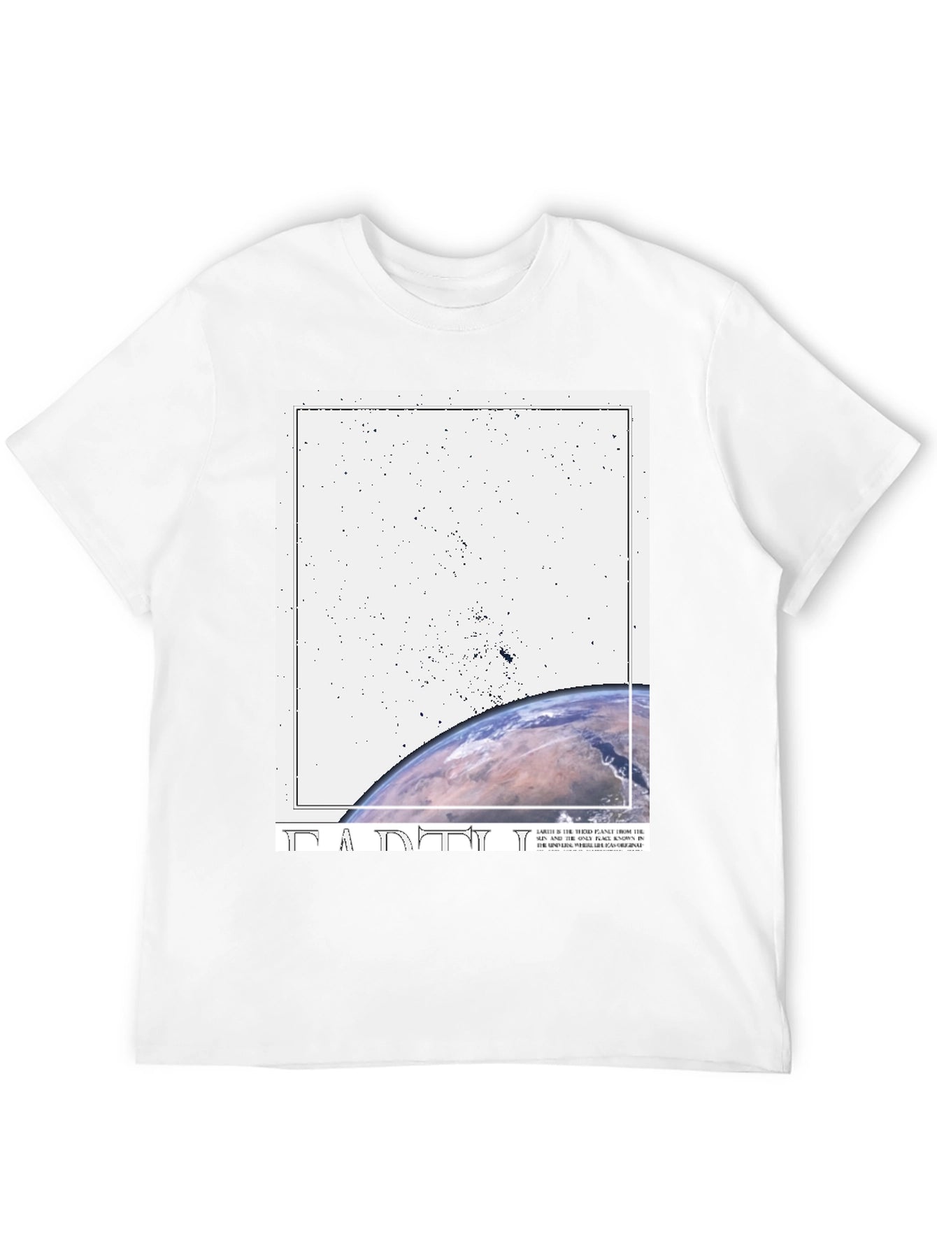 Camiseta Negra Estampada con Diseño Planeta Tierra