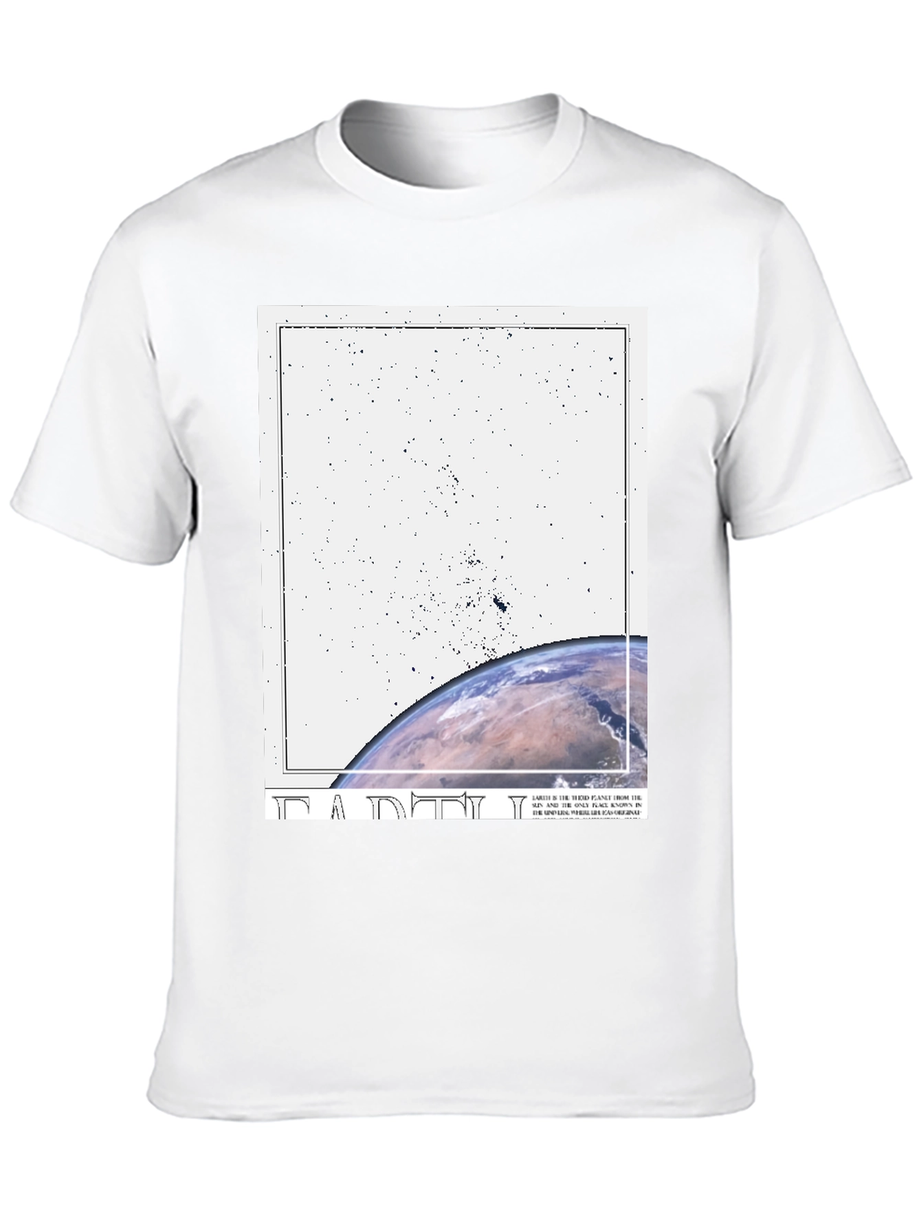 Camiseta Negra Estampada con Diseño Planeta Tierra