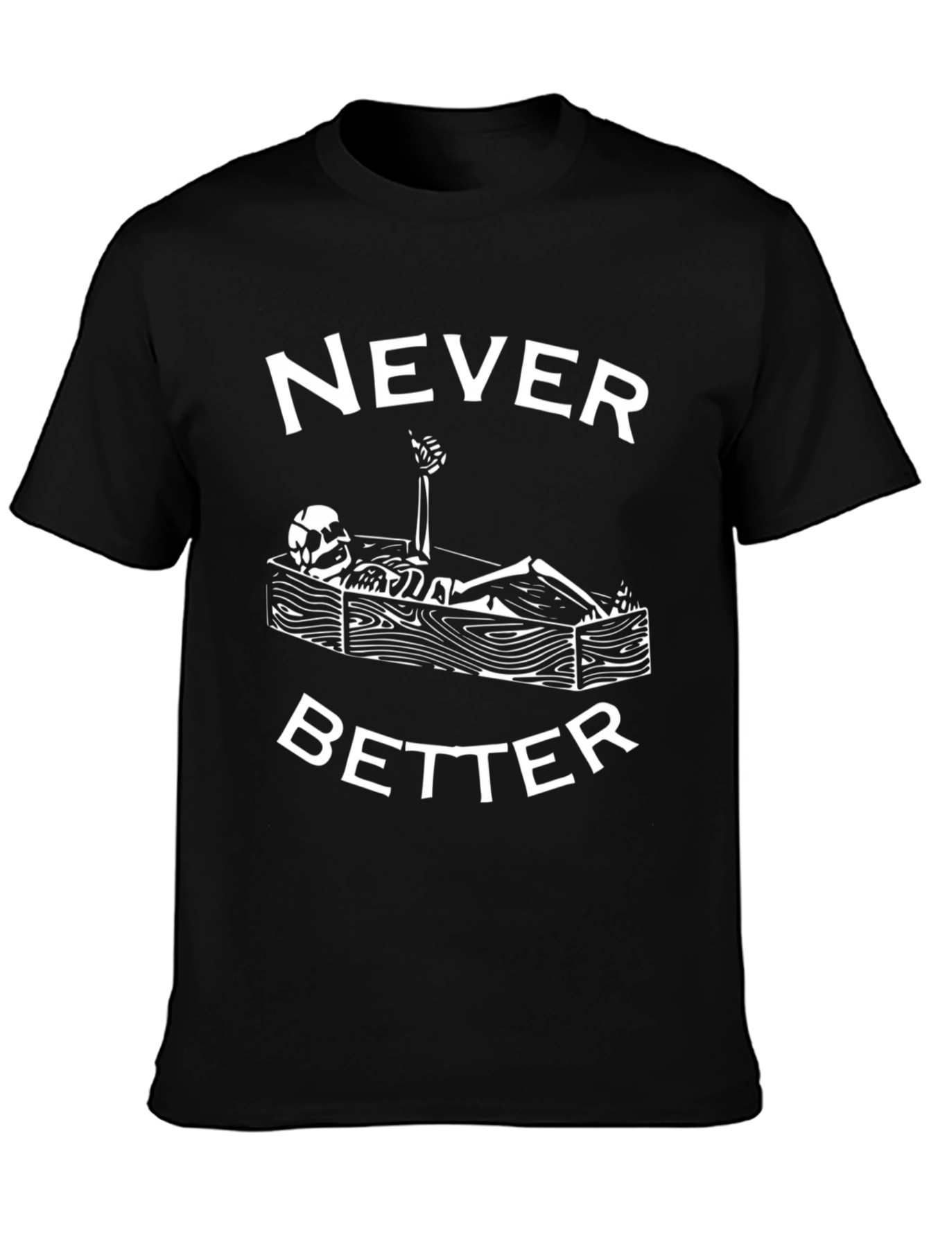 Camiseta Negra Humor Esqueleto Never Better