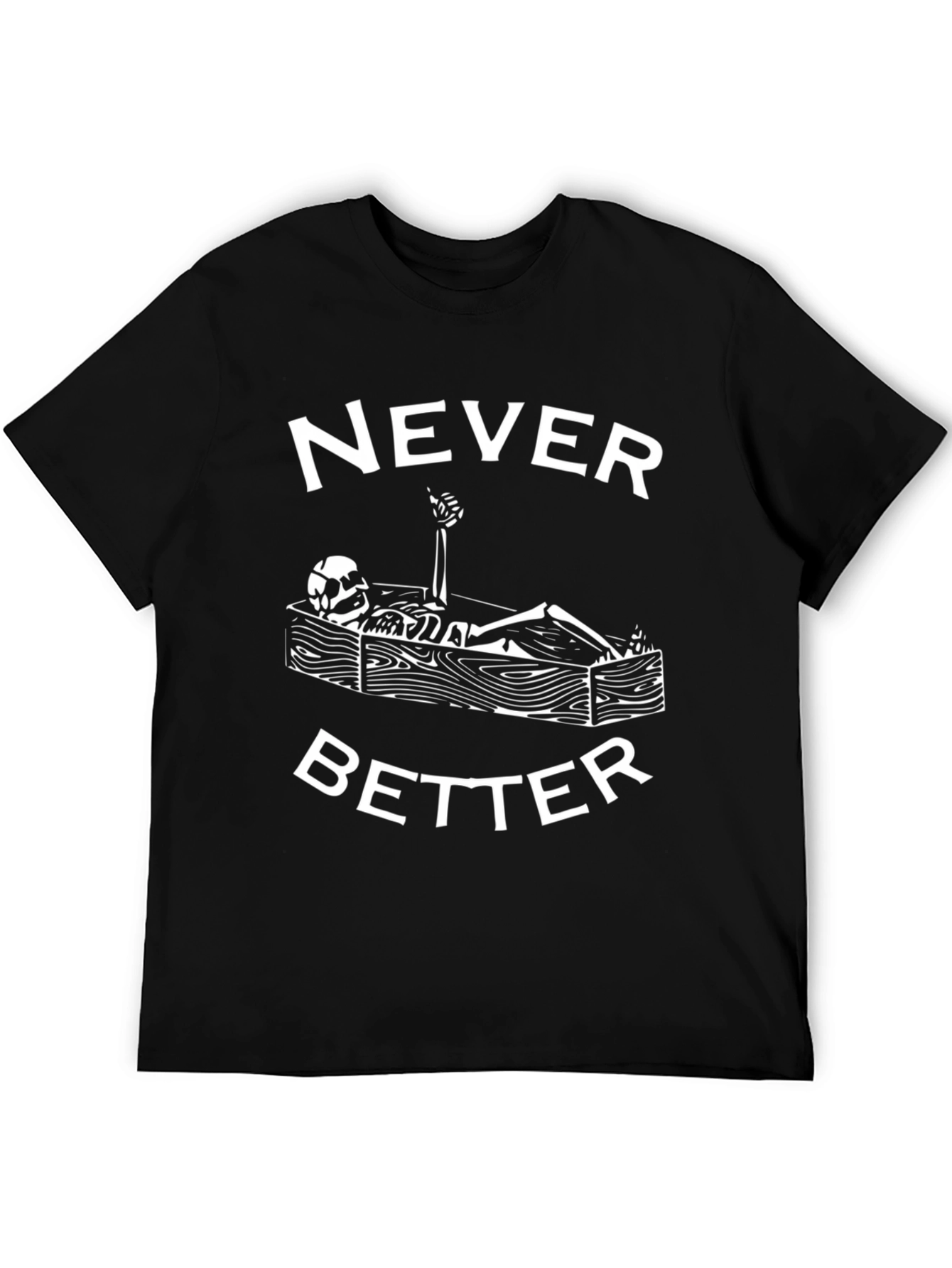 Camiseta Negra Humor Esqueleto Never Better