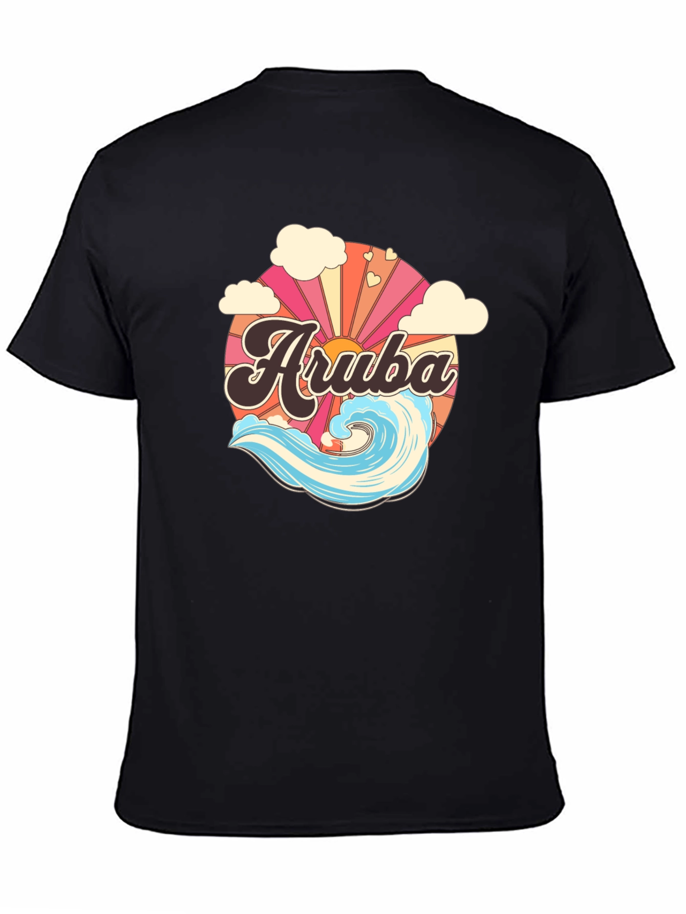 Camiseta Aruba Retro con Ola y Sol