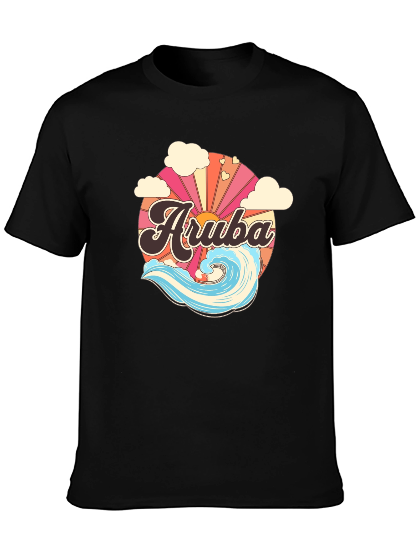 Camiseta Aruba Retro con Ola y Sol