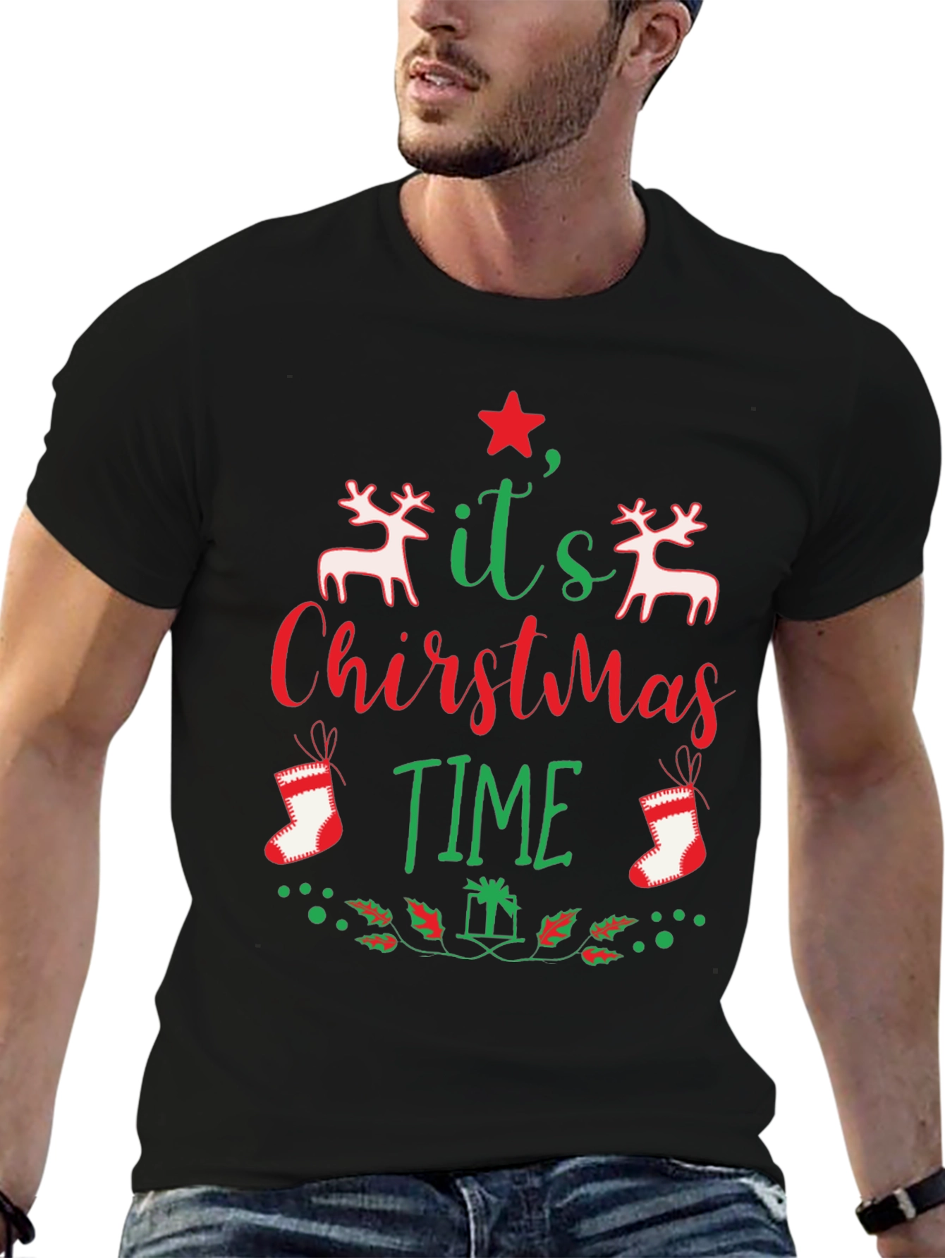 Camiseta Navideña Negra Its Christmas Time