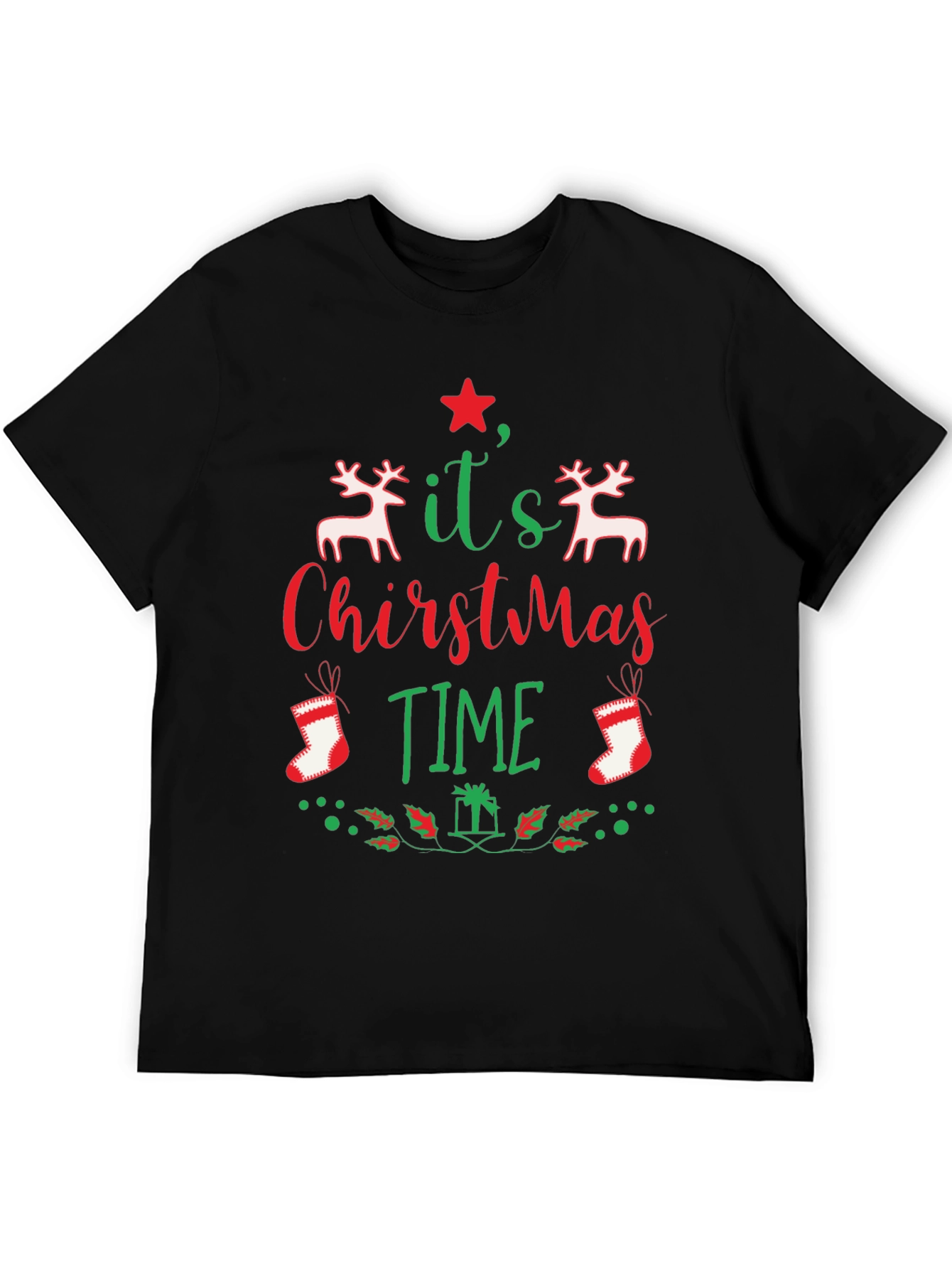 Camiseta Navideña Negra Its Christmas Time