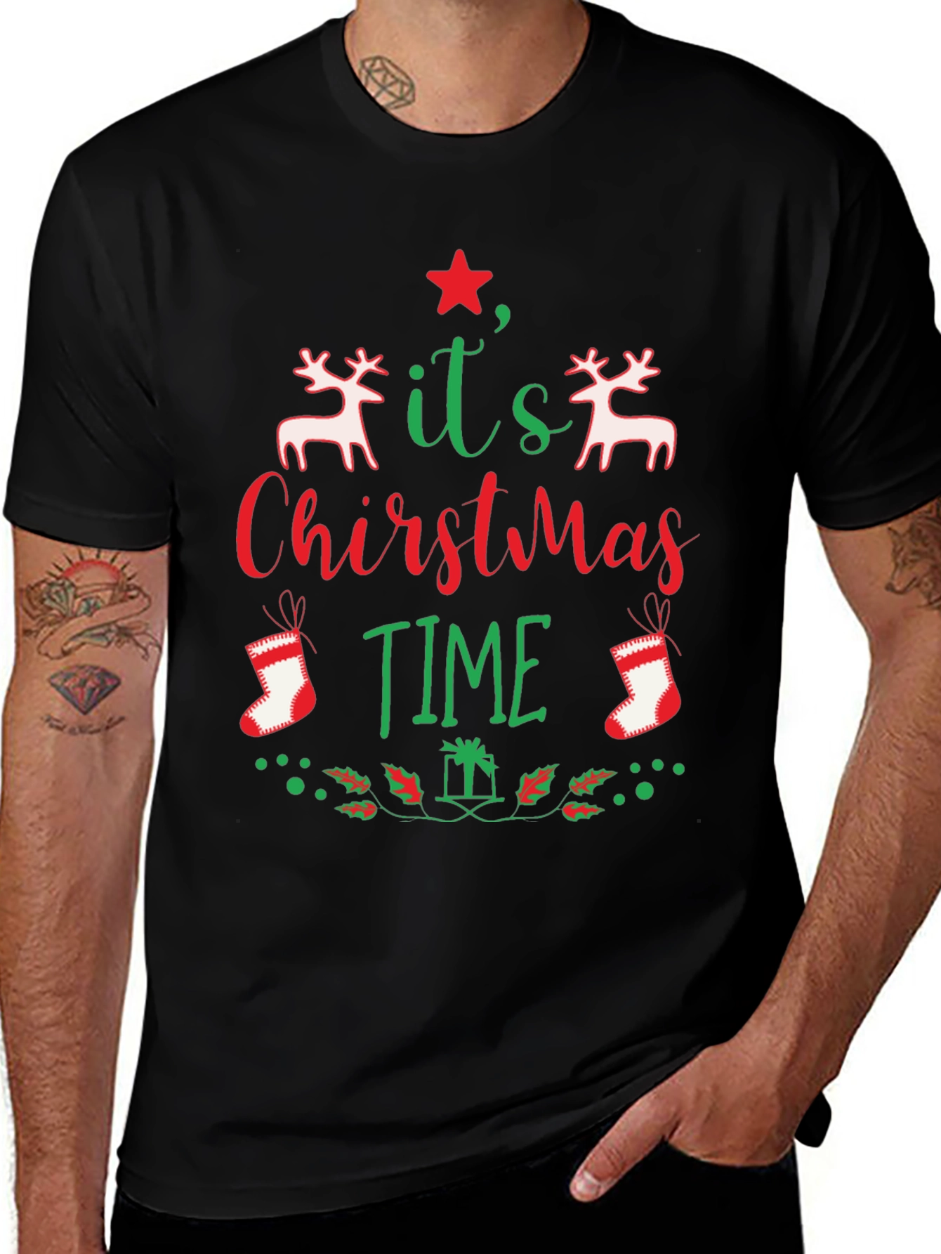 Camiseta Navideña Negra Its Christmas Time