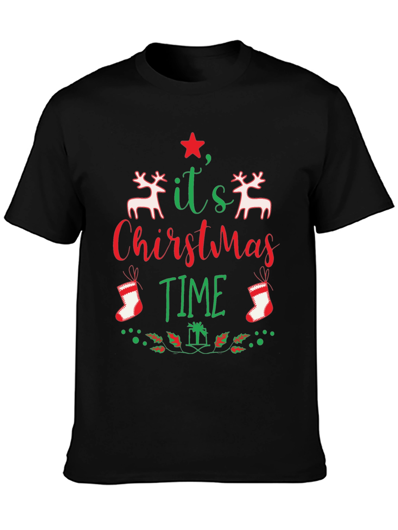 Camiseta Navideña Negra Its Christmas Time