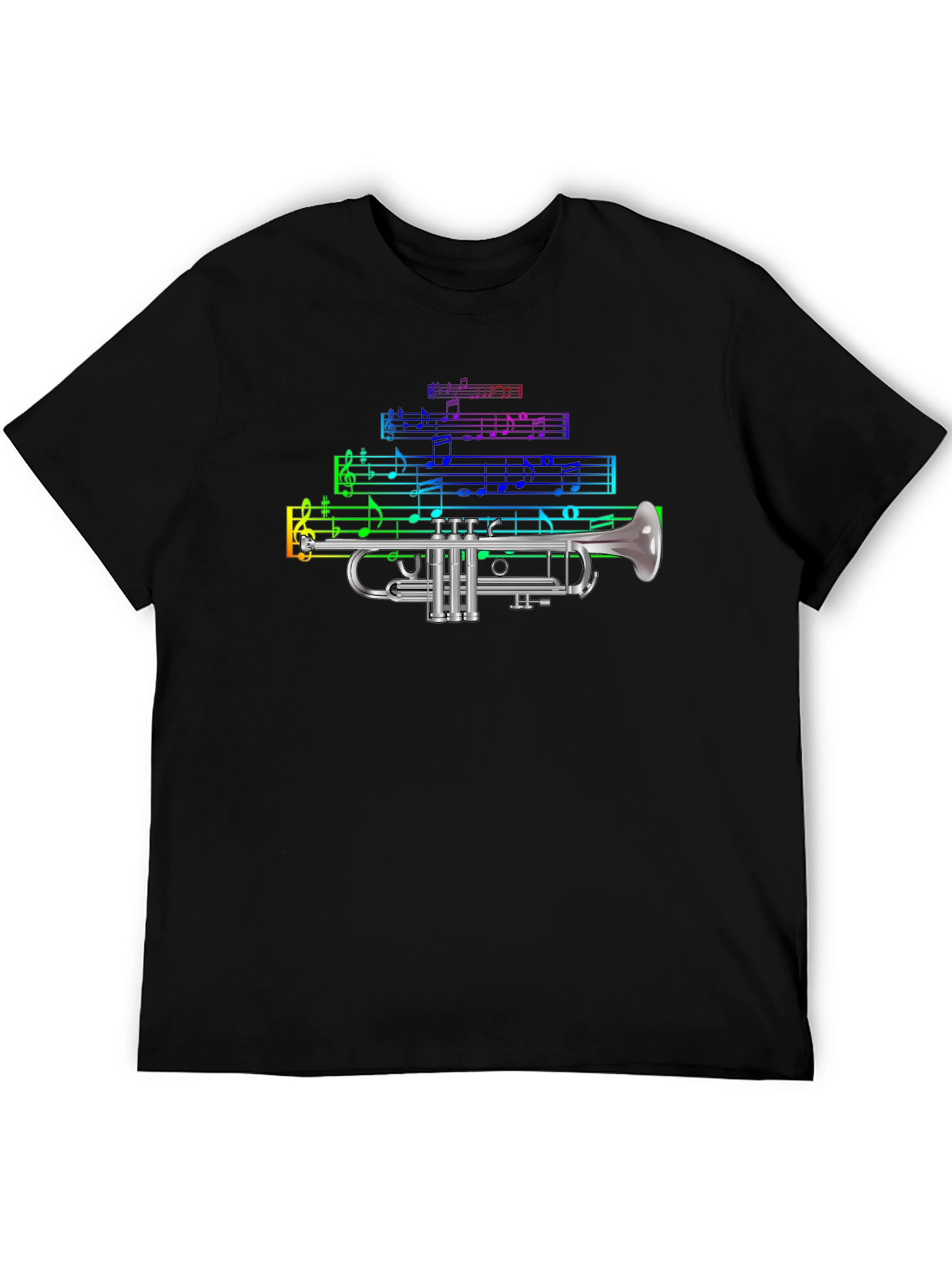 Camiseta Negra con Diseño de Trompeta Musical