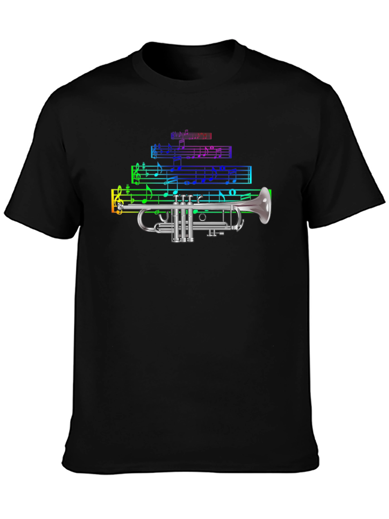 Camiseta Negra con Diseño de Trompeta Musical