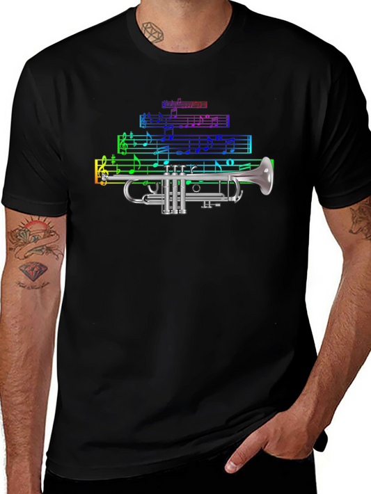 Camiseta Negra con Diseño de Trompeta Musical