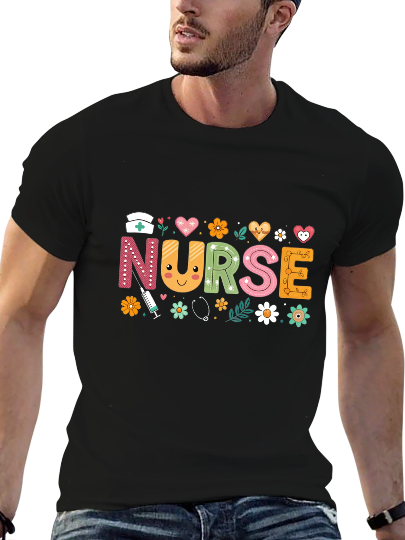 Camiseta Negra Nurse para Enfermeras