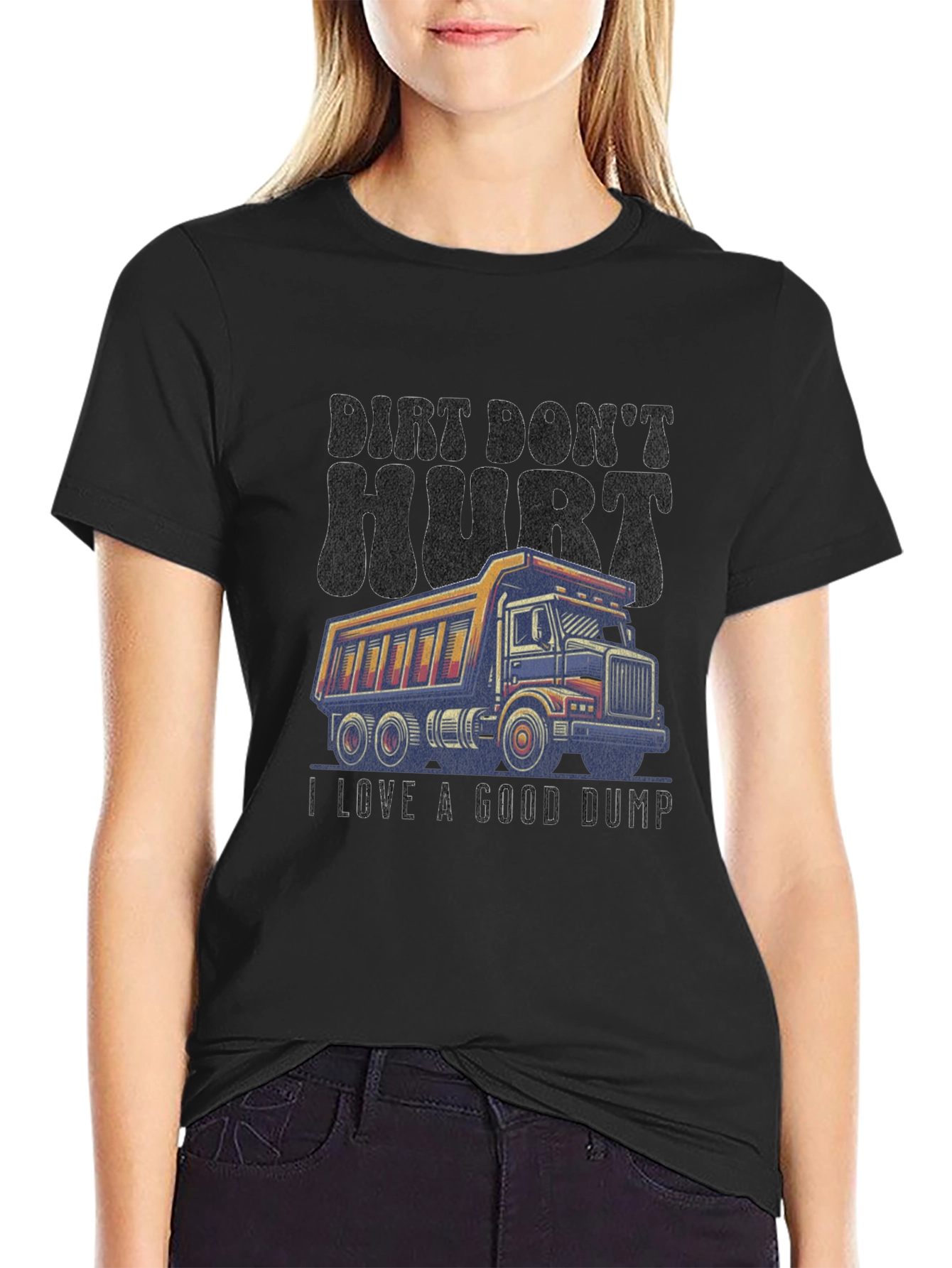 Camiseta Negra con Diseño de Camión Volquete