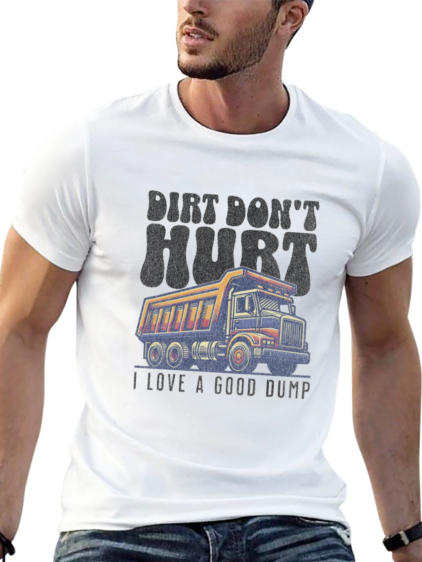 Camiseta Negra con Diseño de Camión Volquete