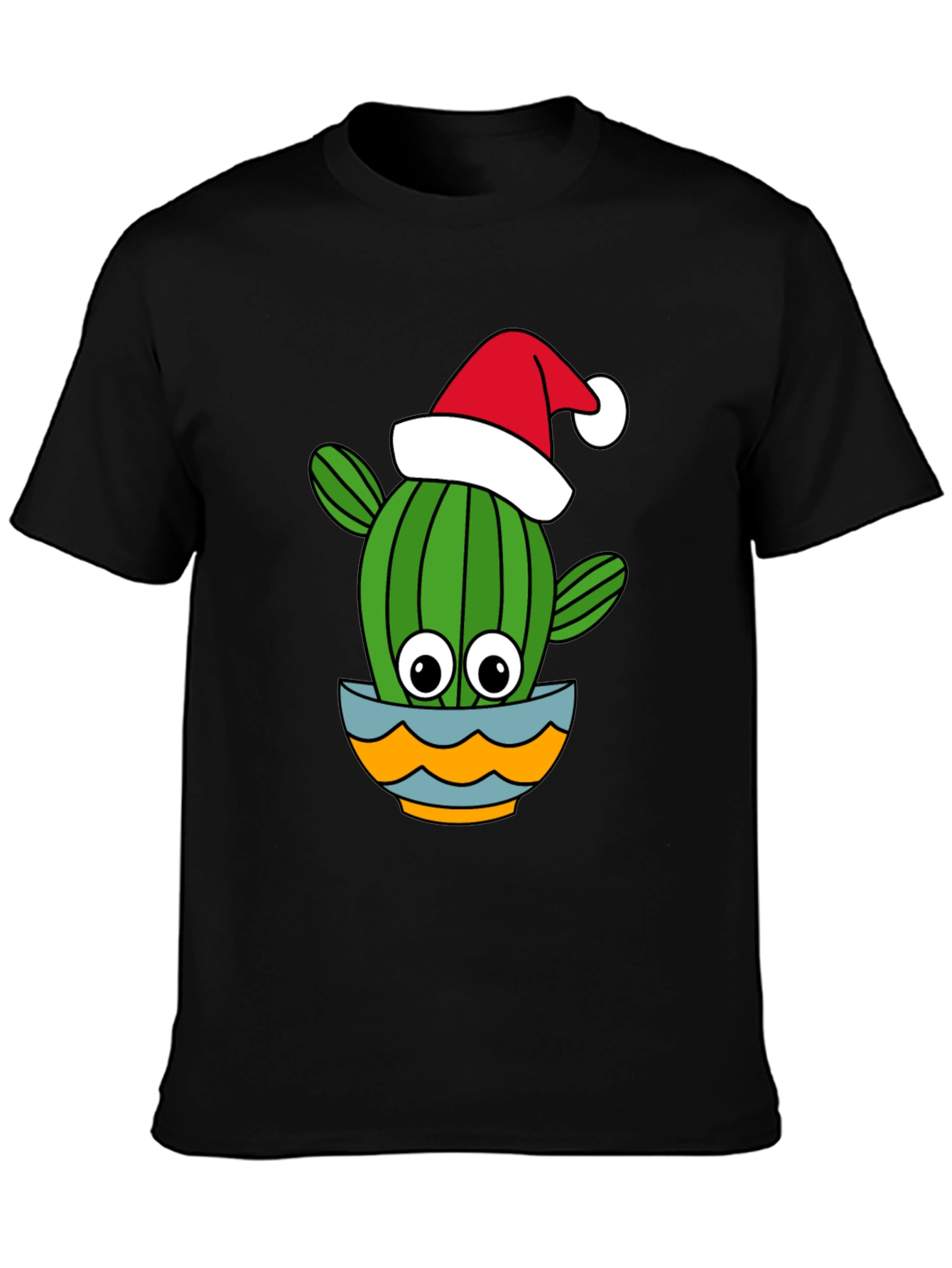 Camiseta Negra con Cactus Navideño