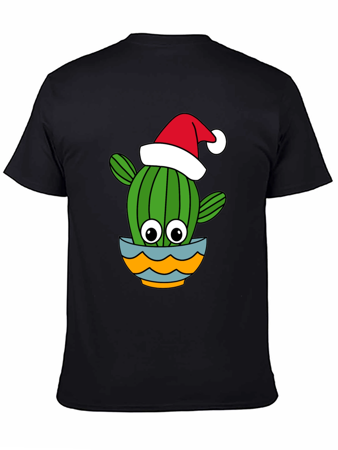 Camiseta Negra con Cactus Navideño