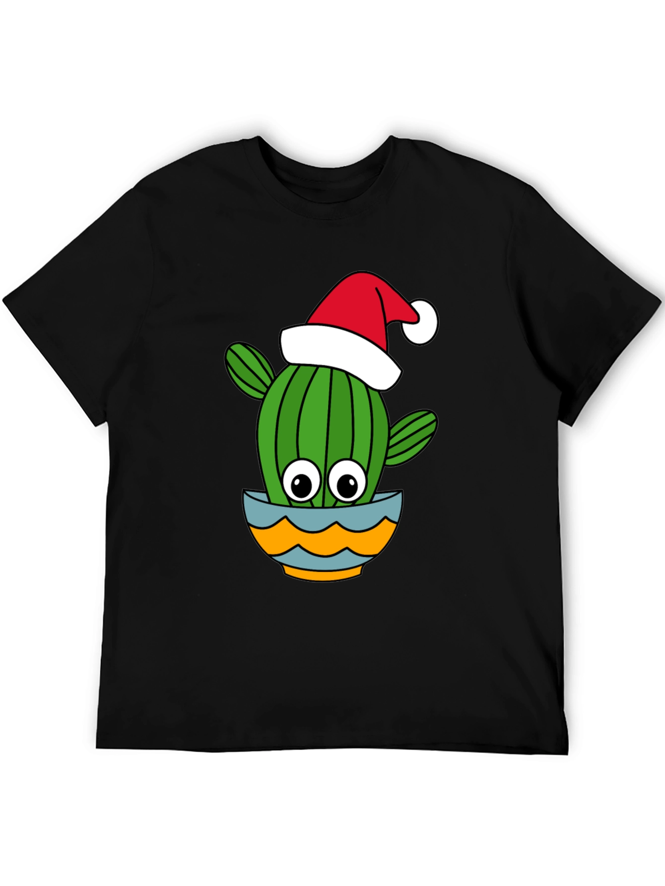 Camiseta Negra con Cactus Navideño