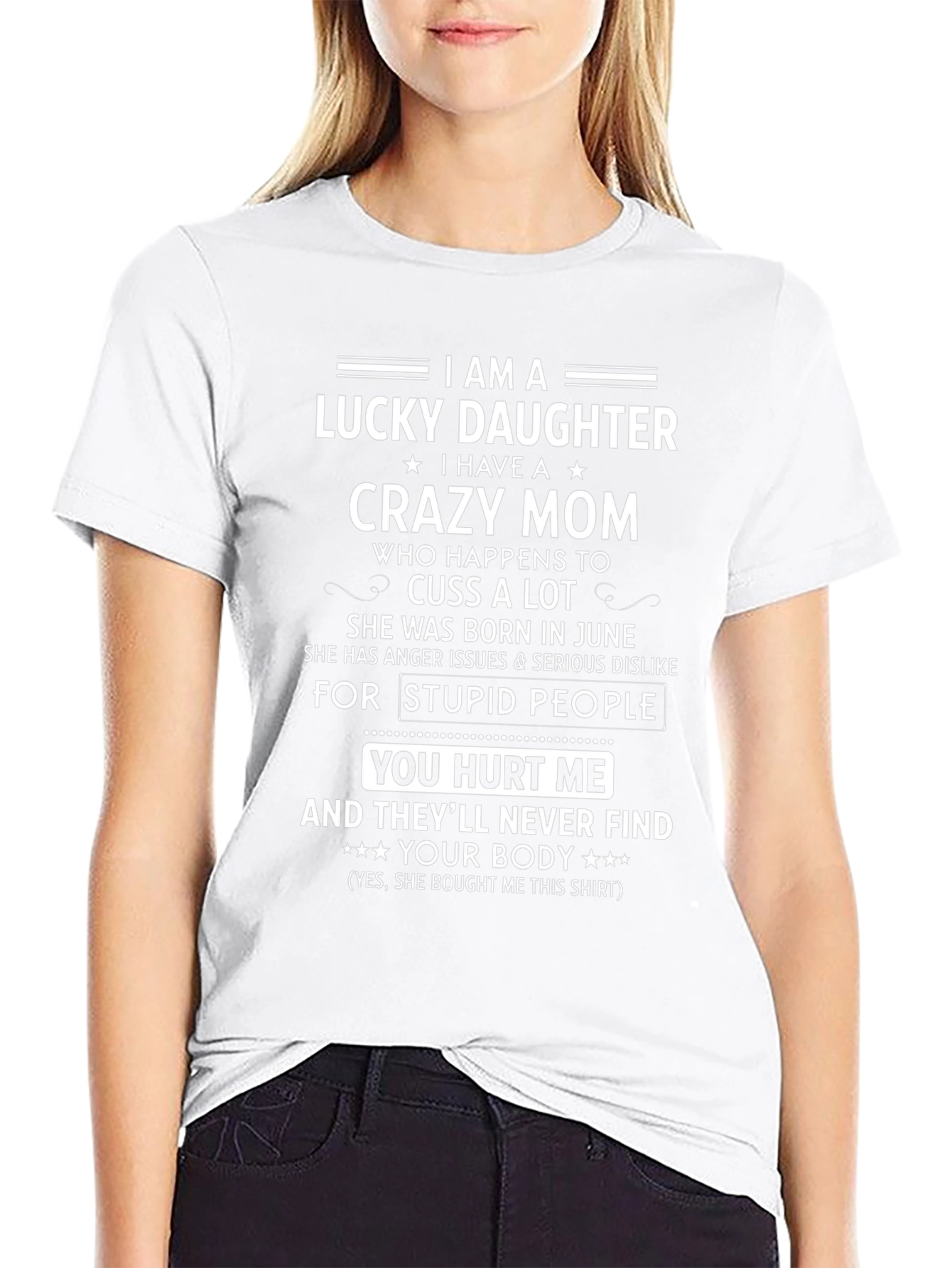 Camiseta Lucky Daughter con Mensaje Divertido para Madres