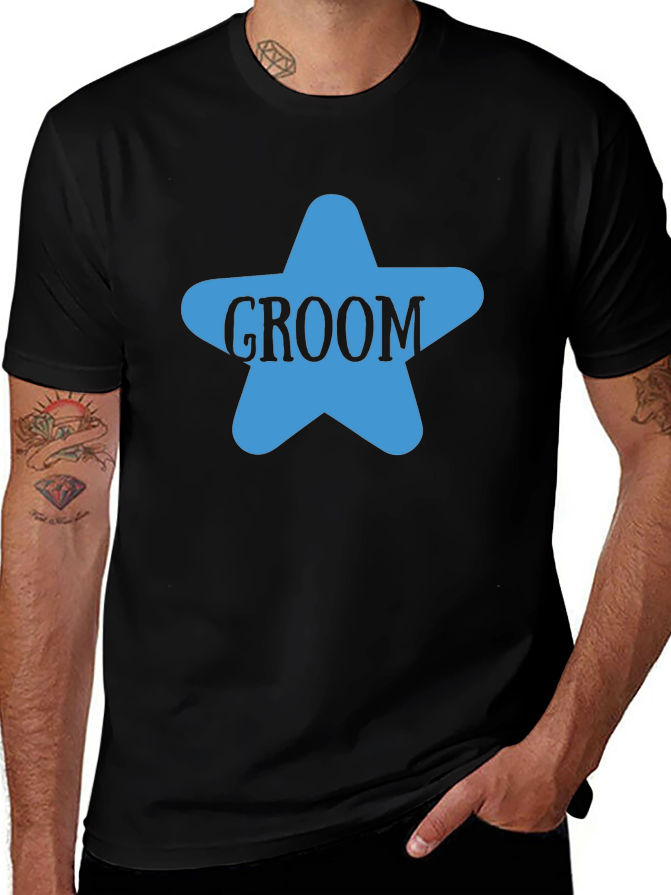 Camiseta Negra Groom Estrella Azul