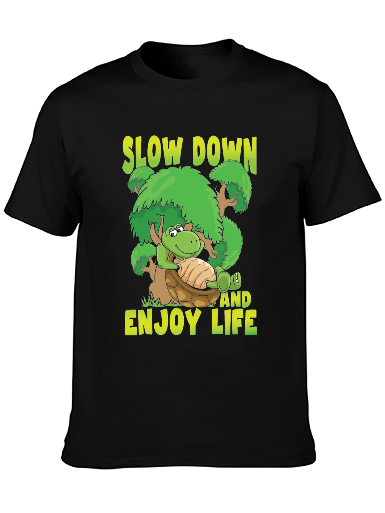 Camiseta Negra con Diseño de Tortuga Relax