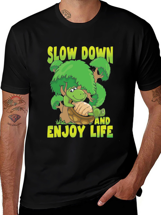 Camiseta Negra con Diseño de Tortuga Relax