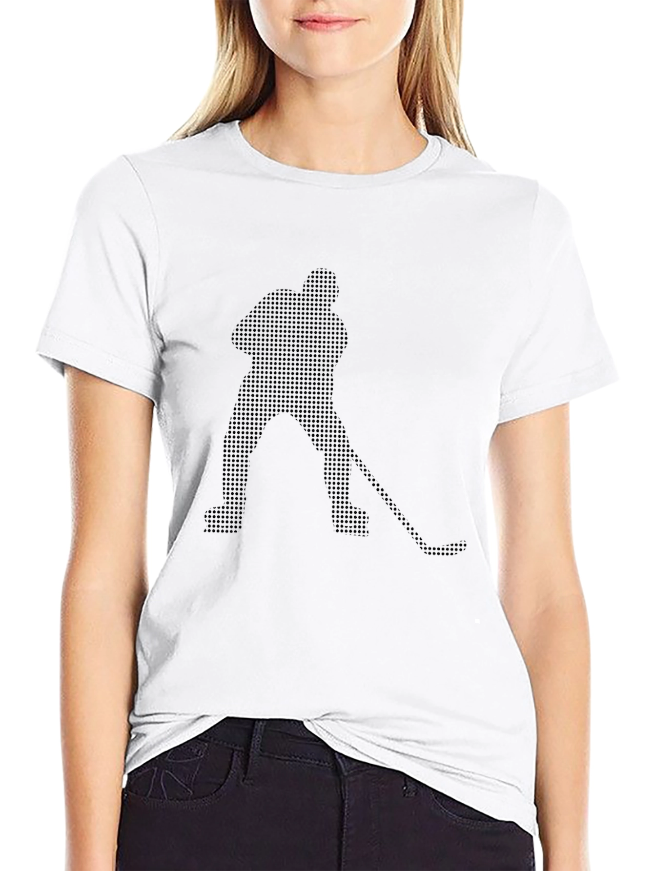 Camiseta Negra Hombre Hockey Estilo Pixelado