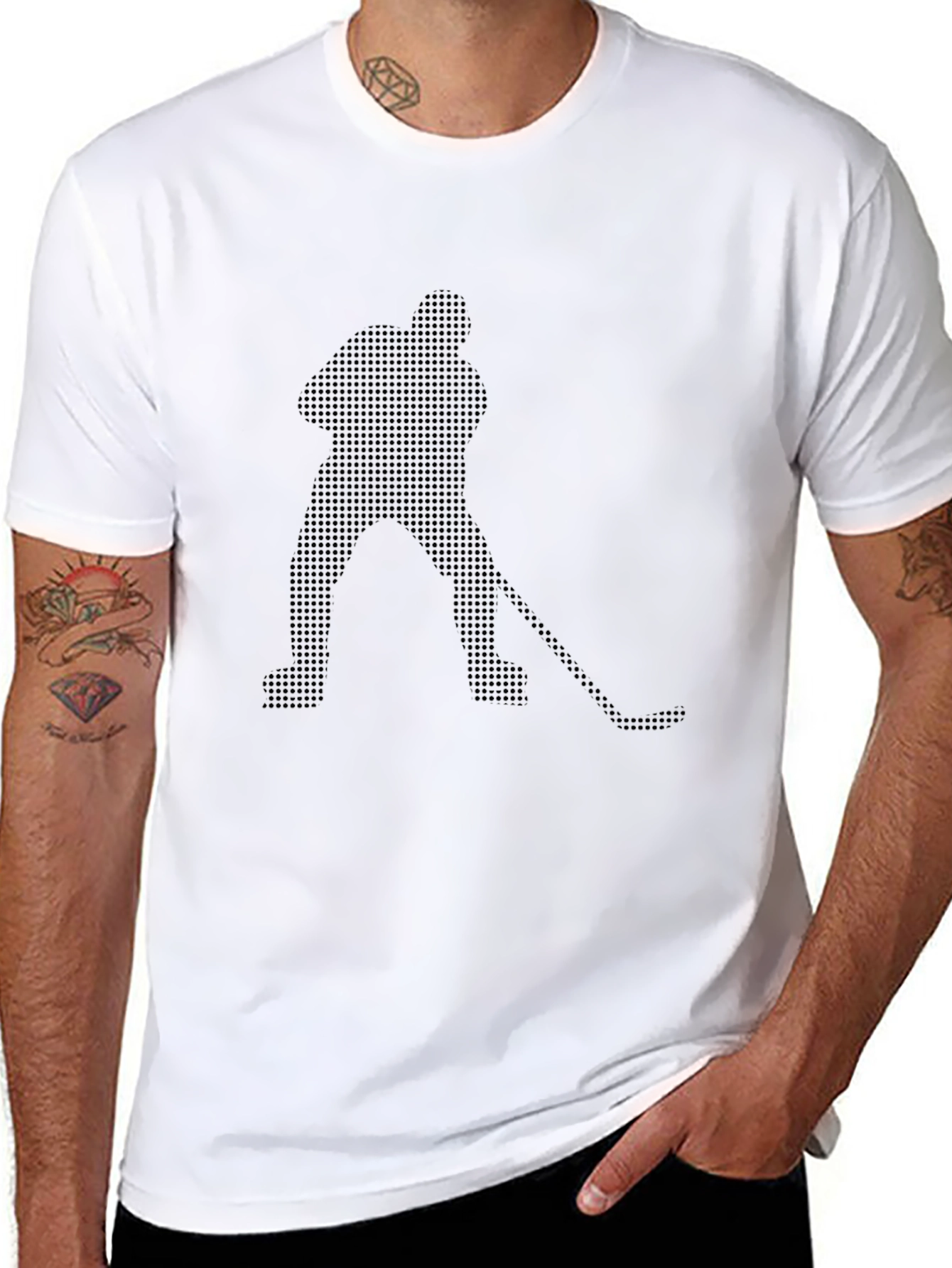 Camiseta Negra Hombre Hockey Estilo Pixelado