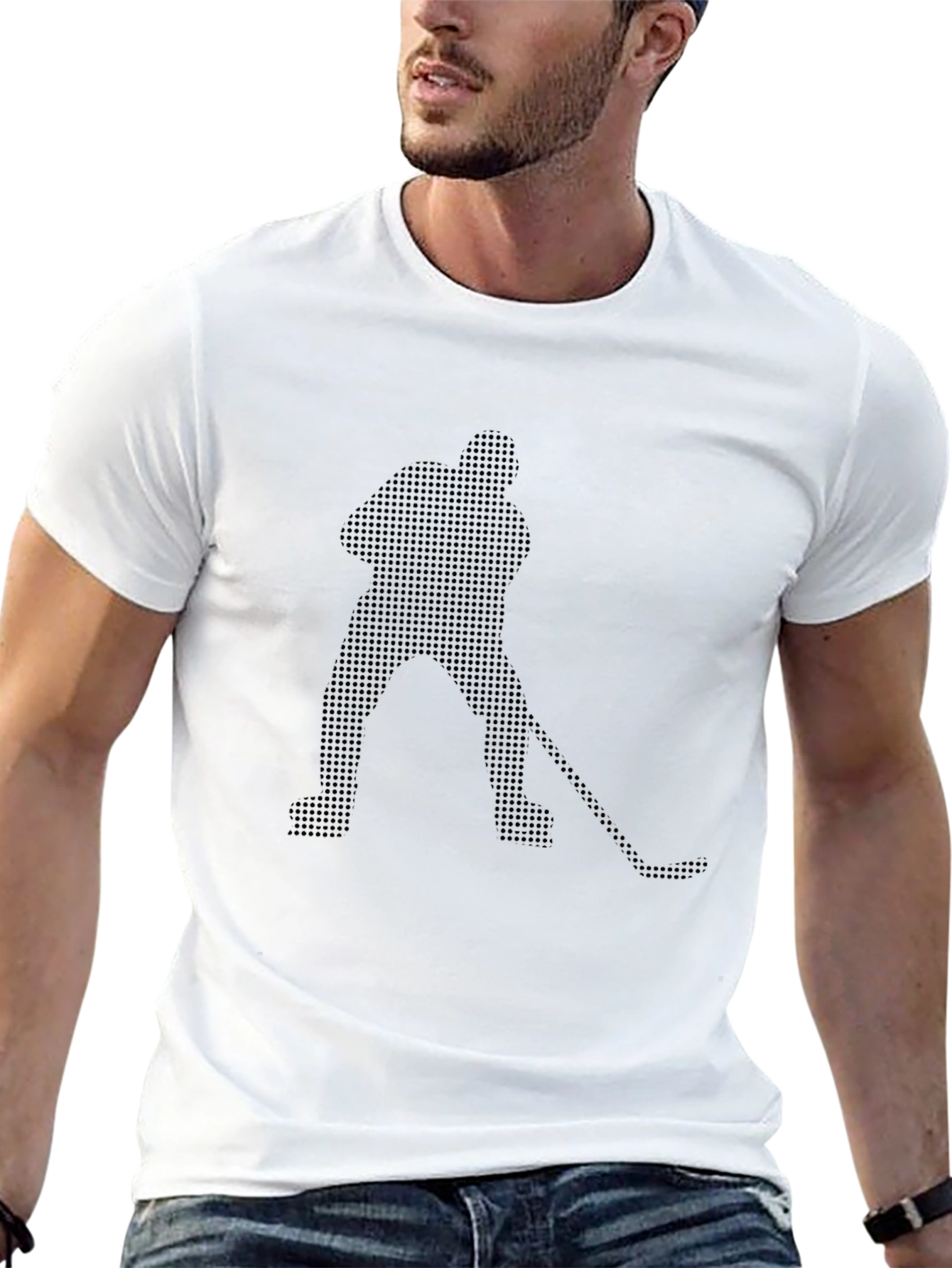 Camiseta Negra Hombre Hockey Estilo Pixelado