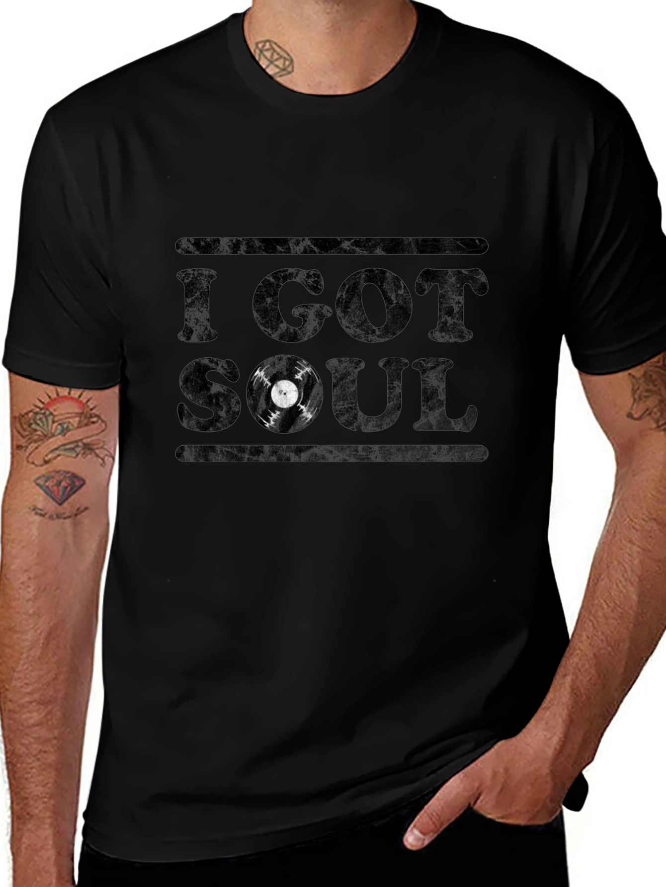 Camiseta Negra I Got Soul Diseño Vinilo