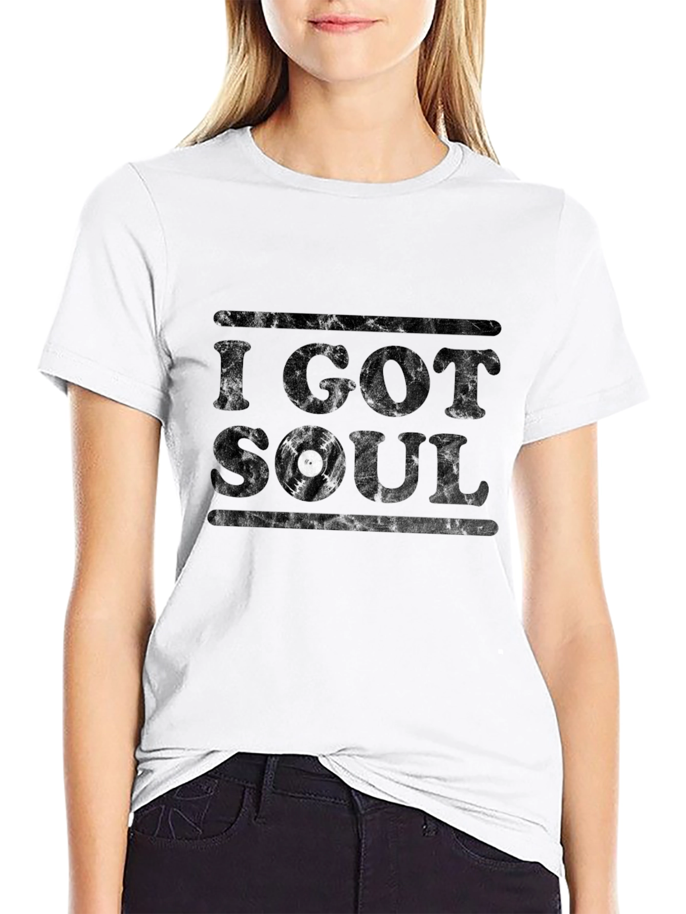 Camiseta Negra I Got Soul Diseño Vinilo