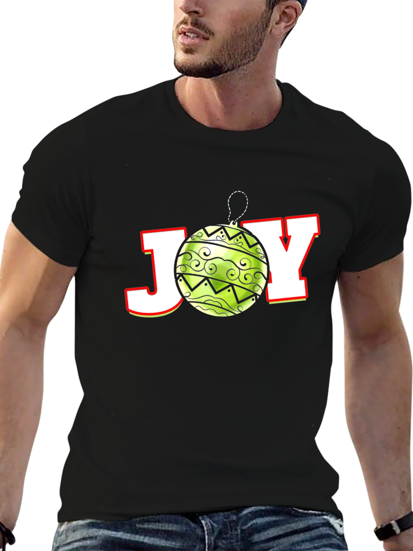 Camiseta Negra Festiva de Navidad JOY