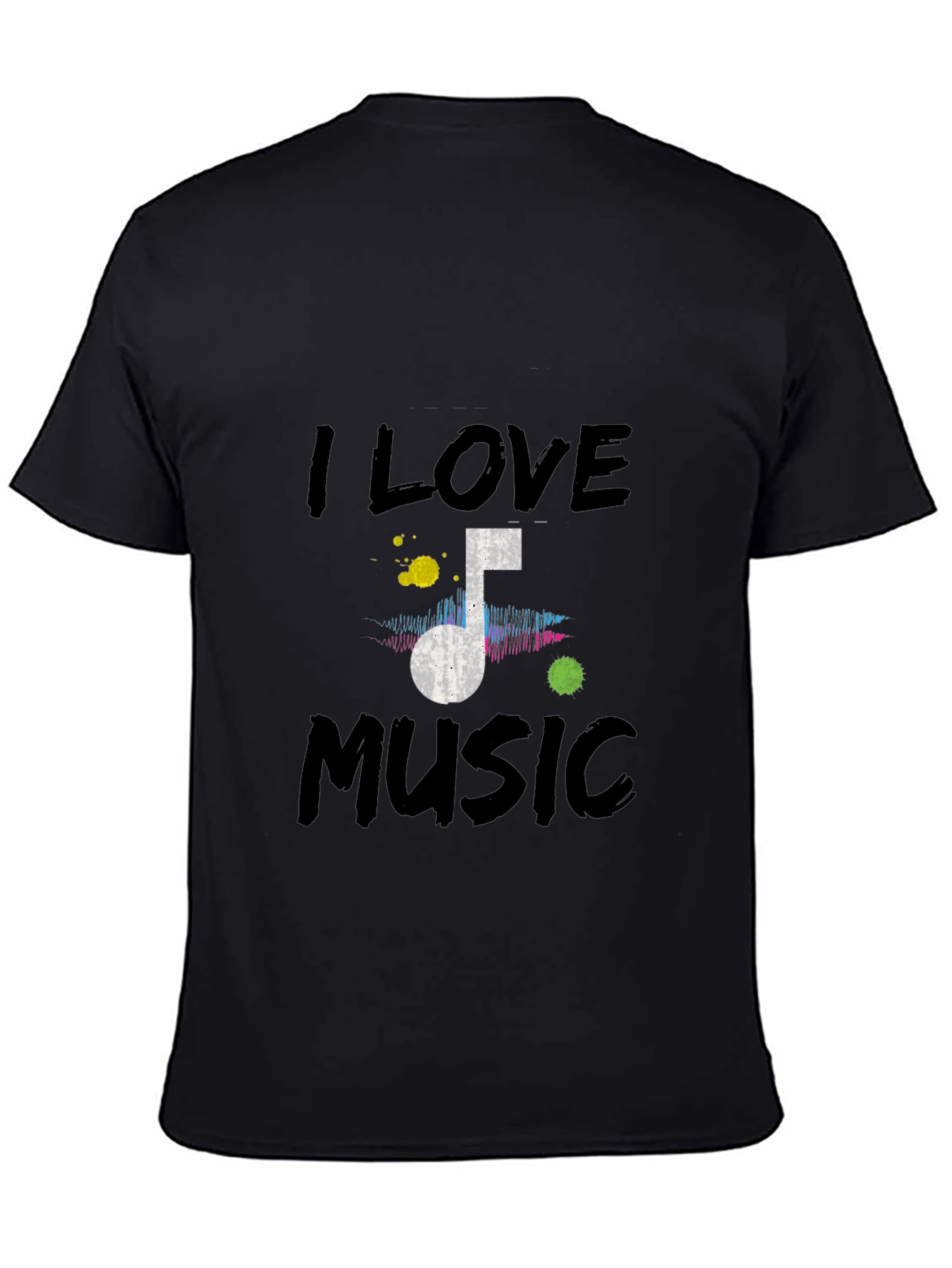 Camiseta Negra I Love Music para Hombre