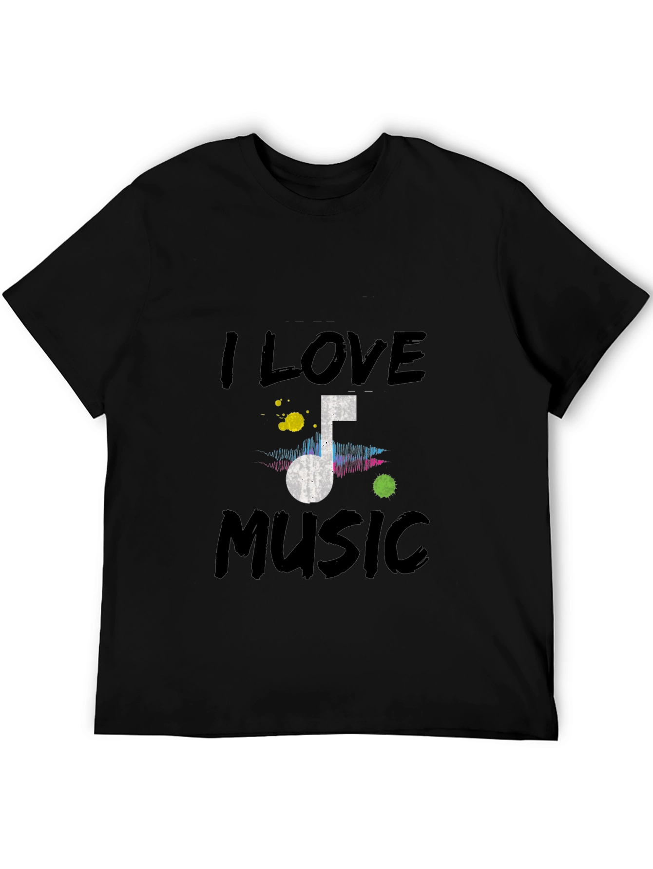 Camiseta Negra I Love Music para Hombre