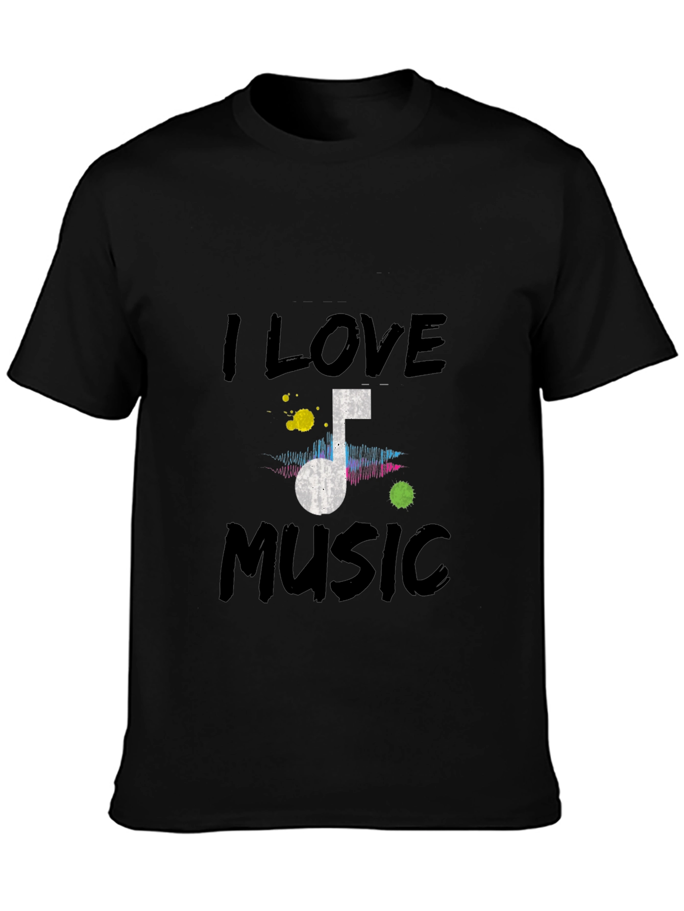 Camiseta Negra I Love Music para Hombre